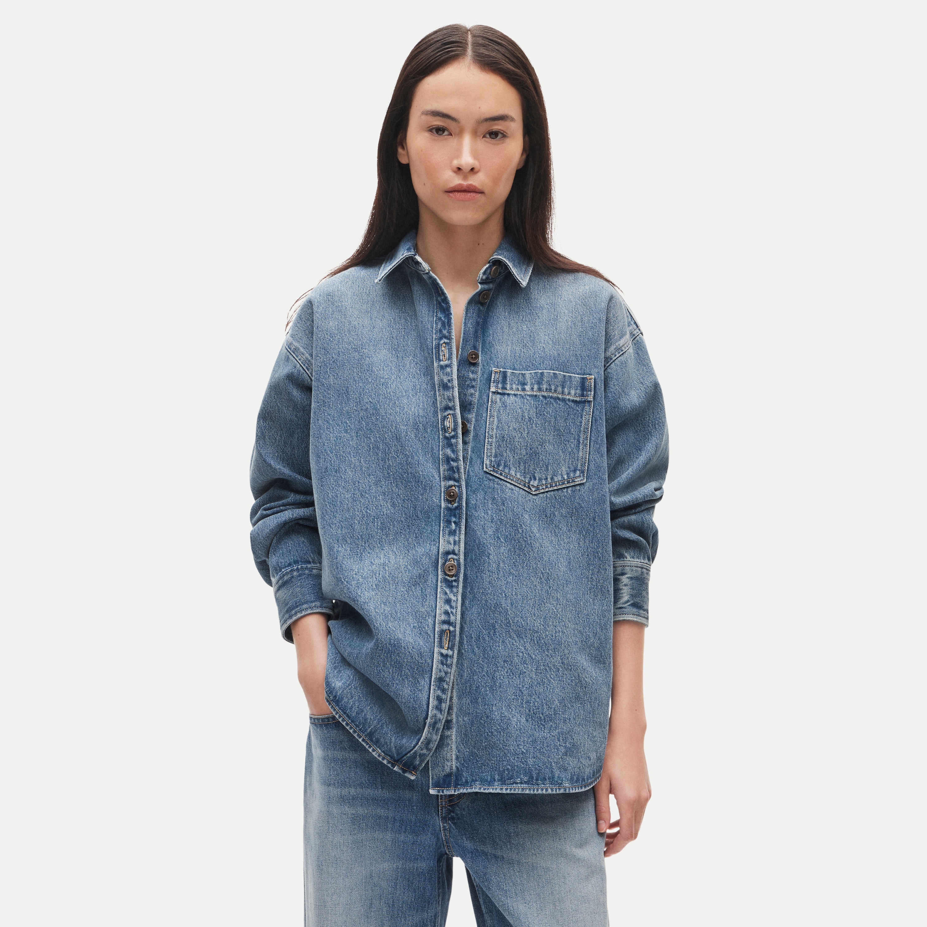 Étienne oversized button-up shirt in denim