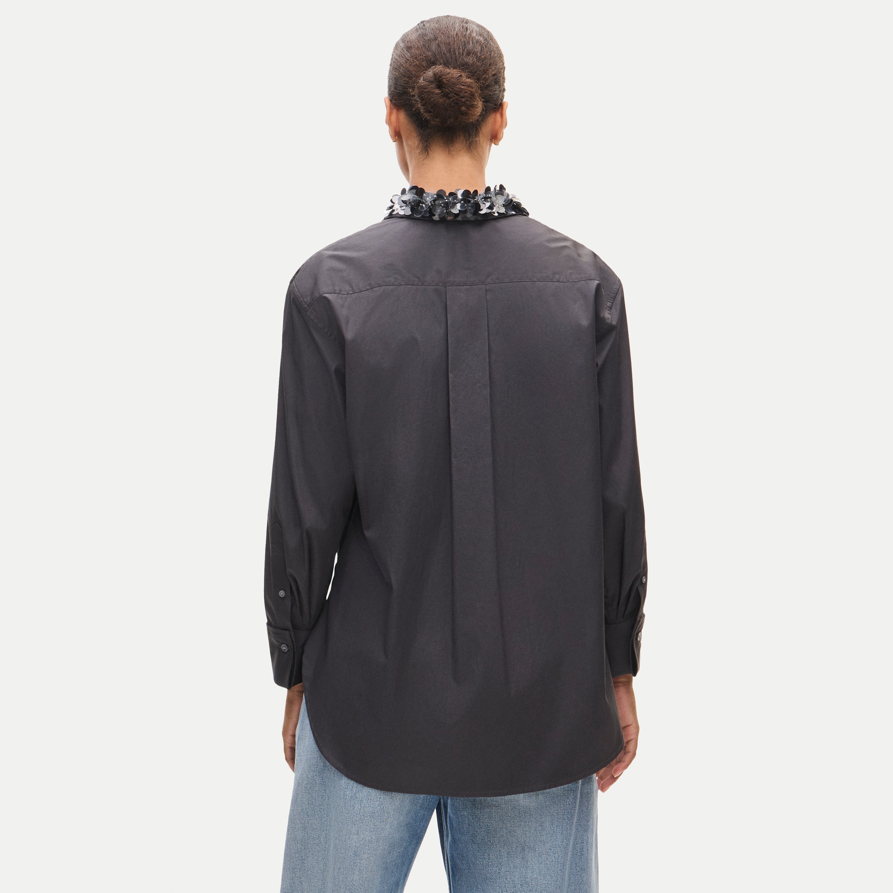 Esme button-up shirt in embellished Greenwich poplin