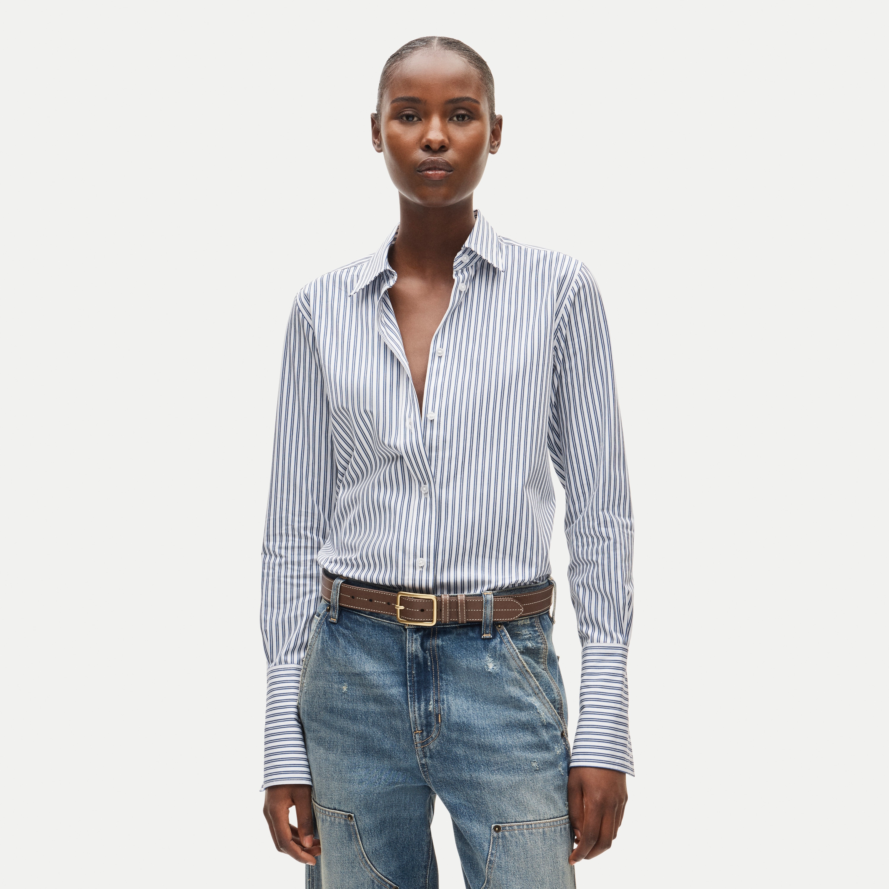 Jules classic-fit button-up shirt in striped Greenwich poplin