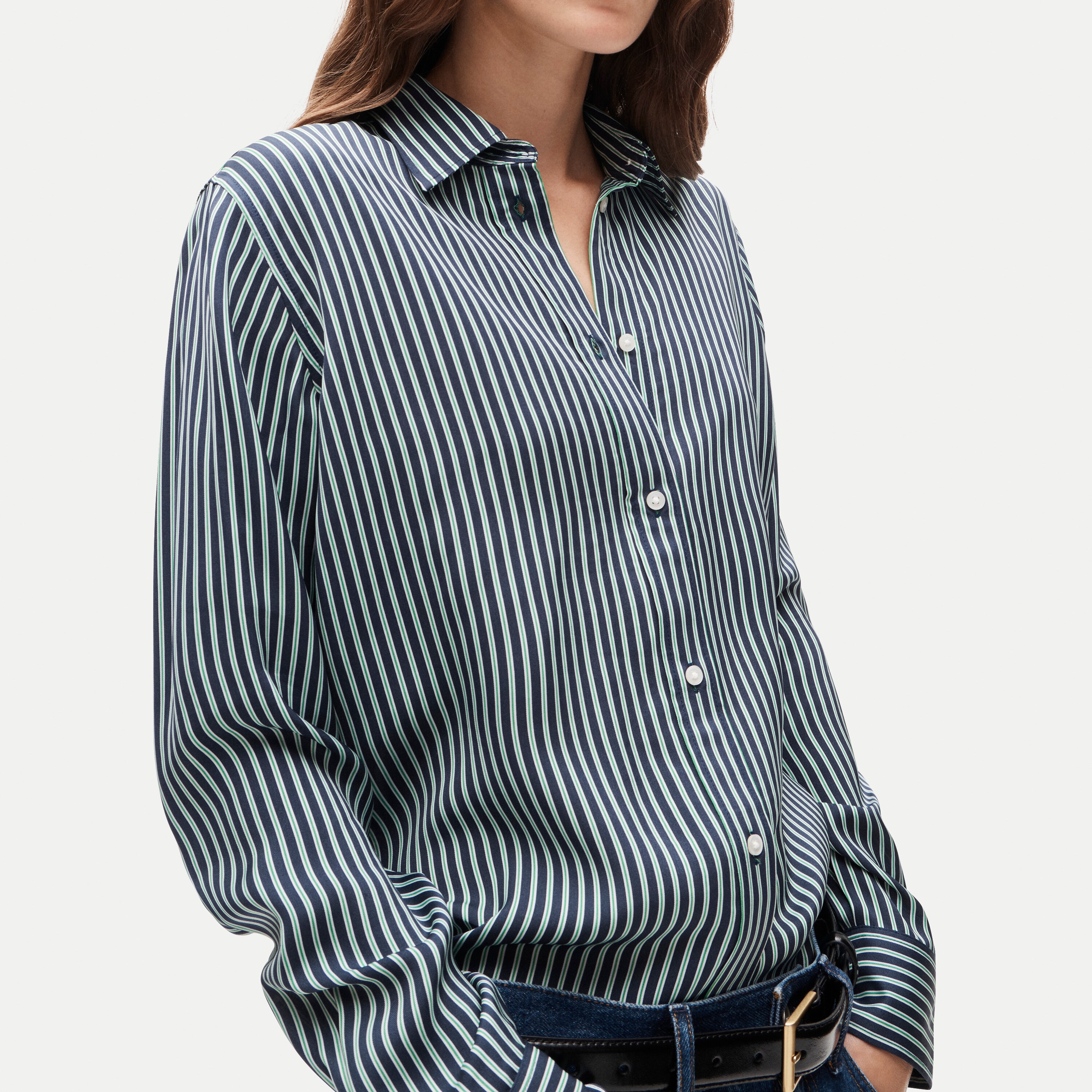 Jules classic-fit button-up shirt in striped viscose twill