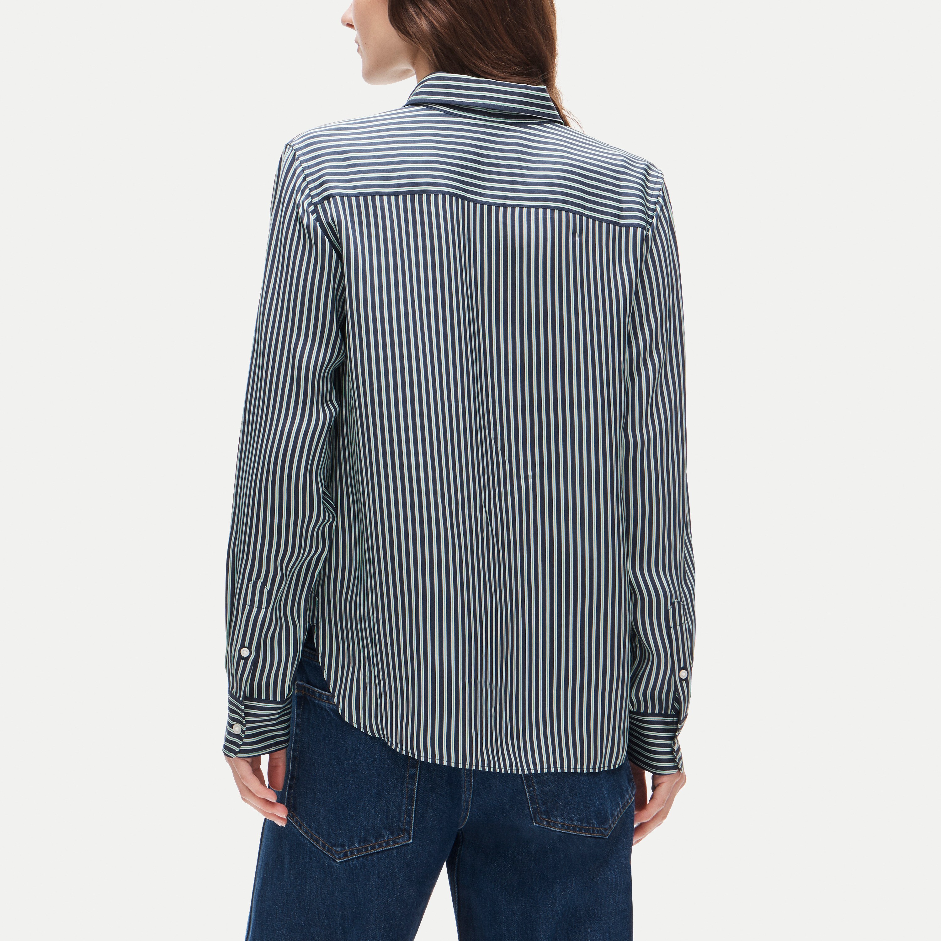 Jules classic-fit button-up shirt in striped viscose twill