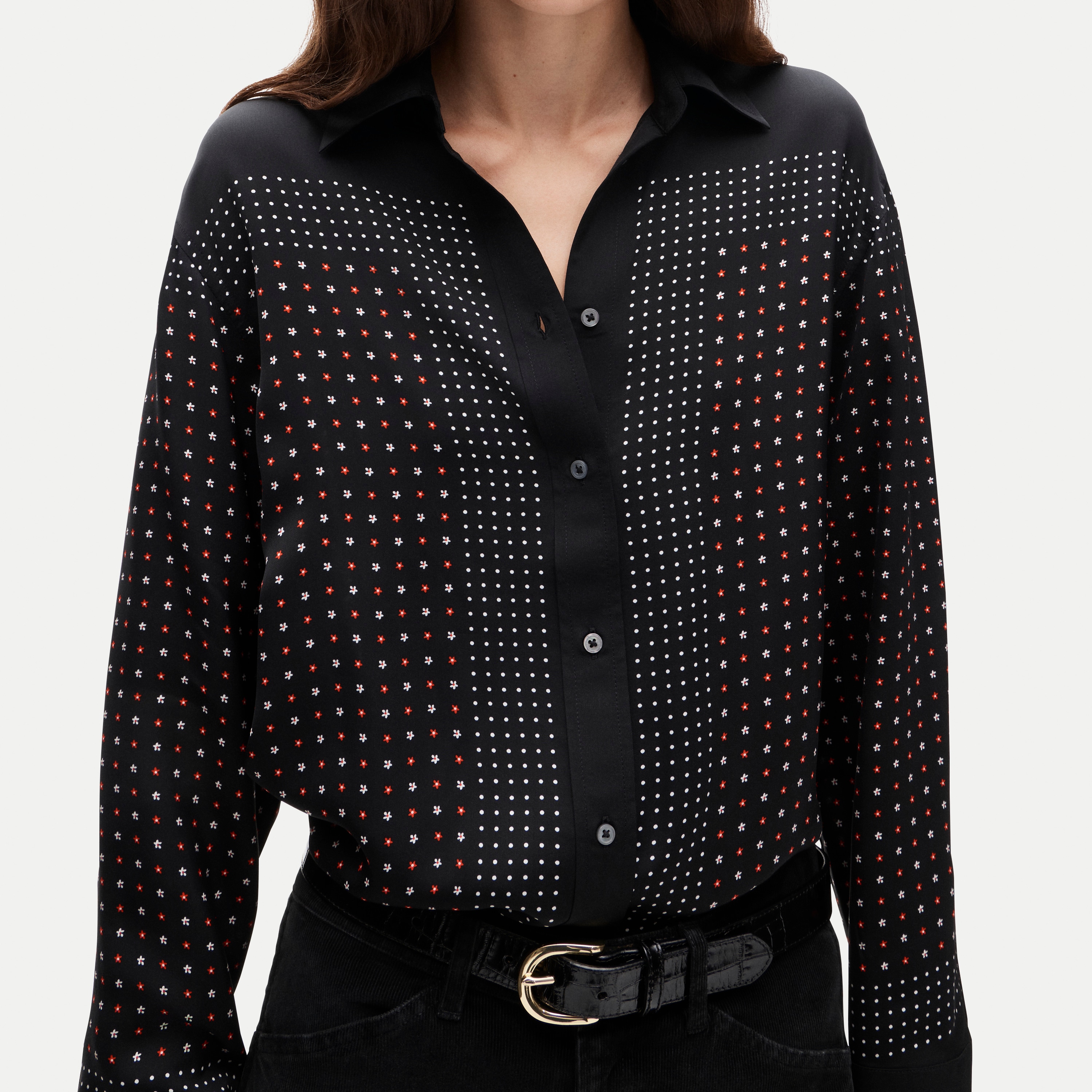 Esme button-up shirt in scarf-print viscose twill