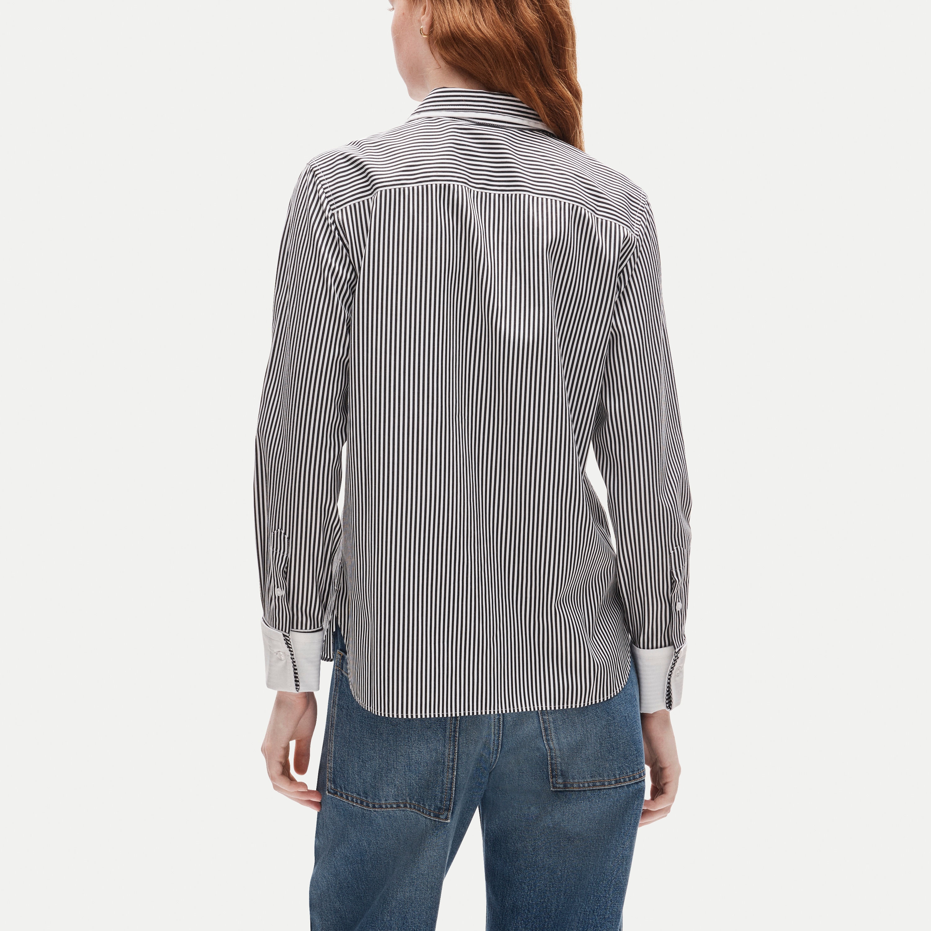 Jules double-layer button-up shirt in striped Greenwich poplin