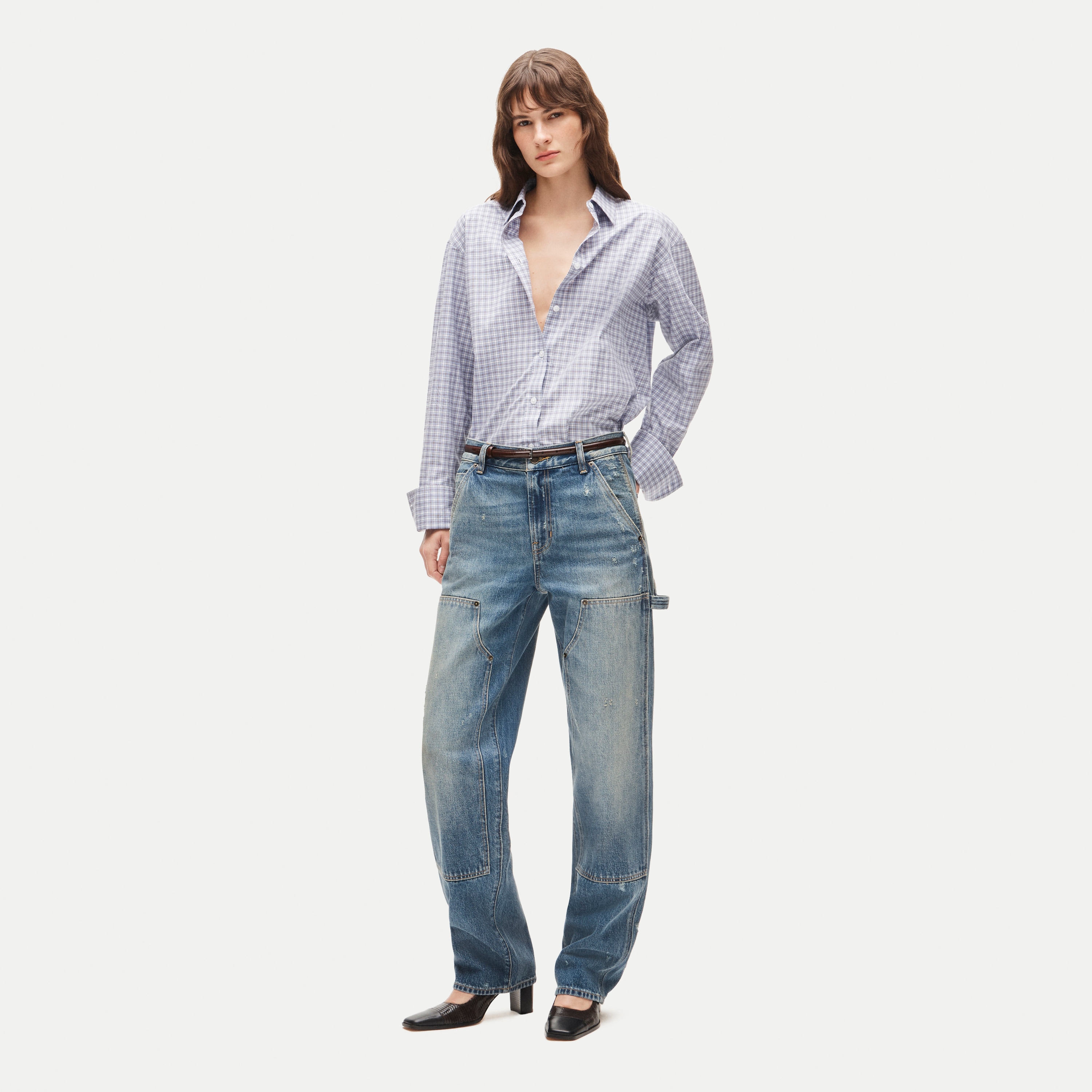 Esme relaxed-fit button-up shirt in plaid Greenwich poplin