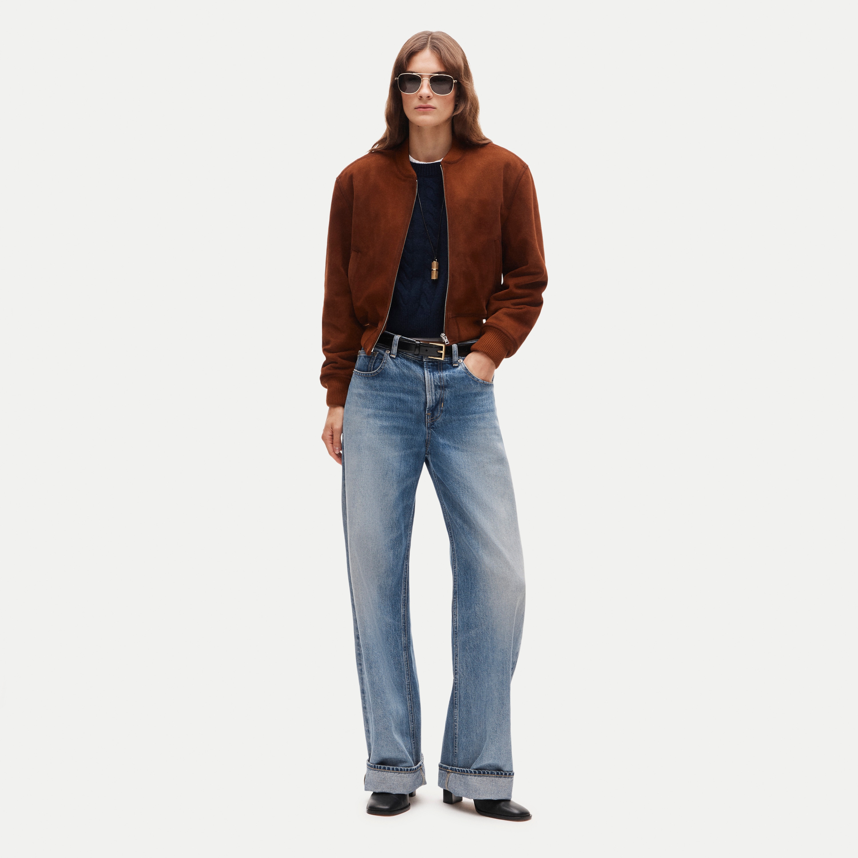 Collection suede bomber jacket