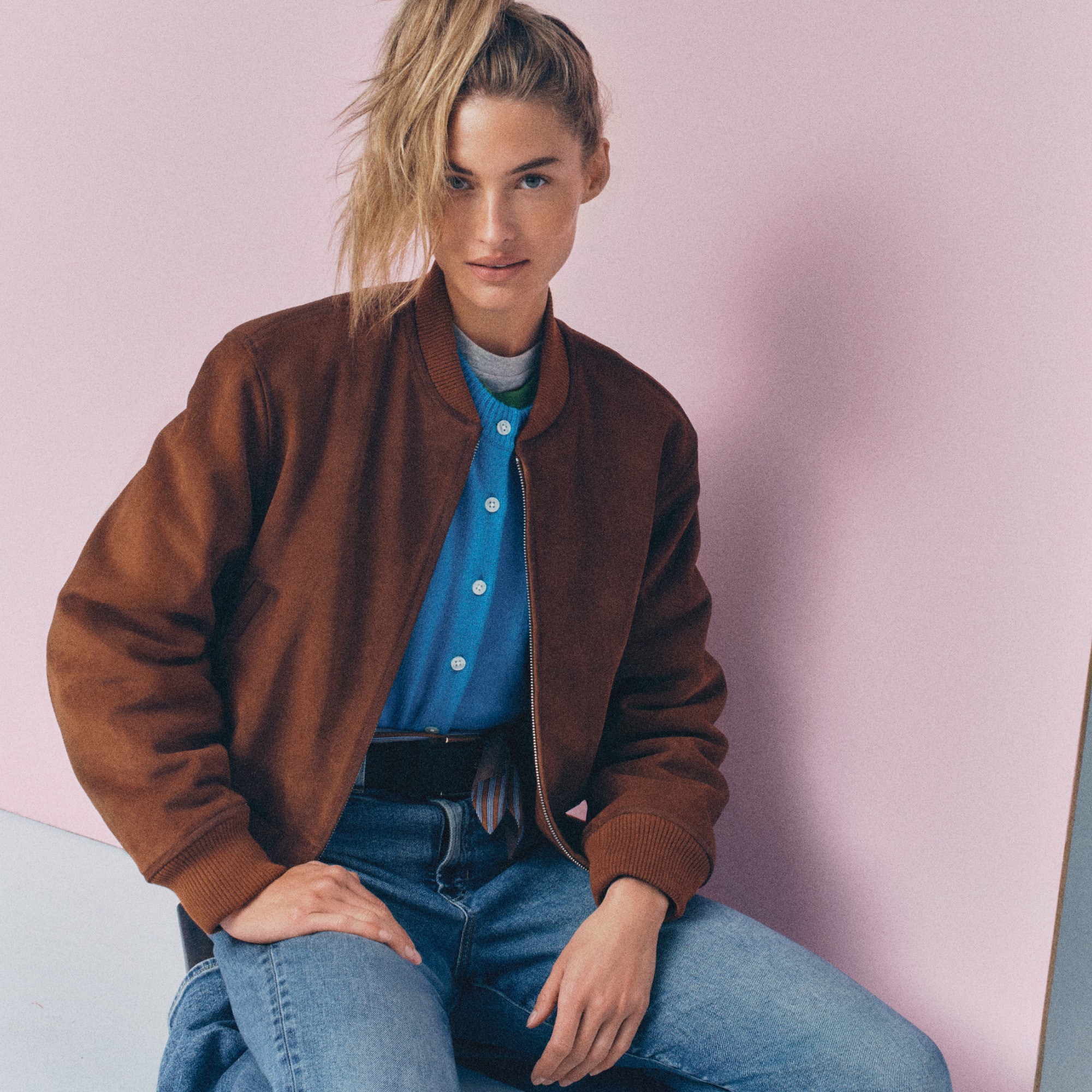 Collection suede bomber jacket