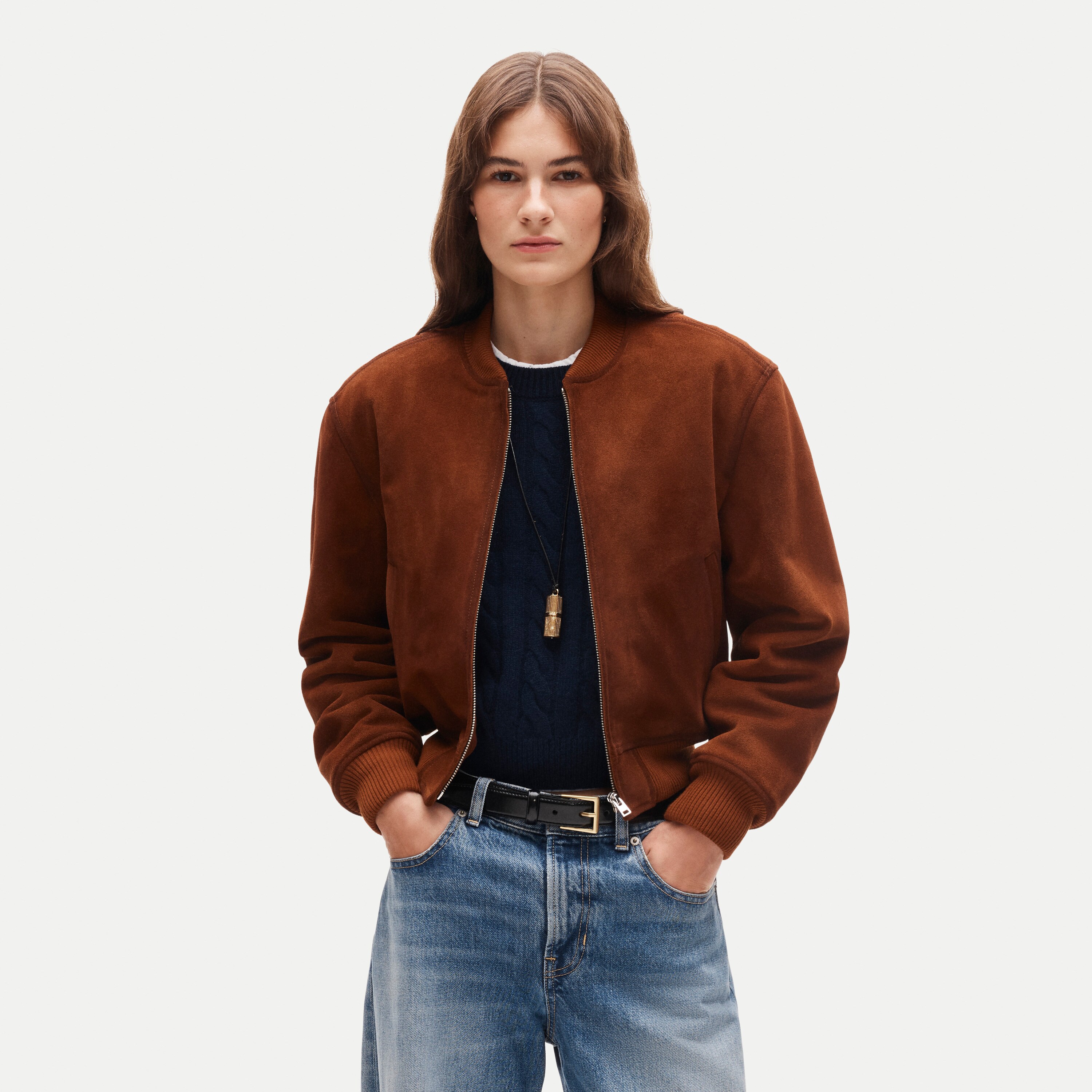 Collection suede bomber jacket