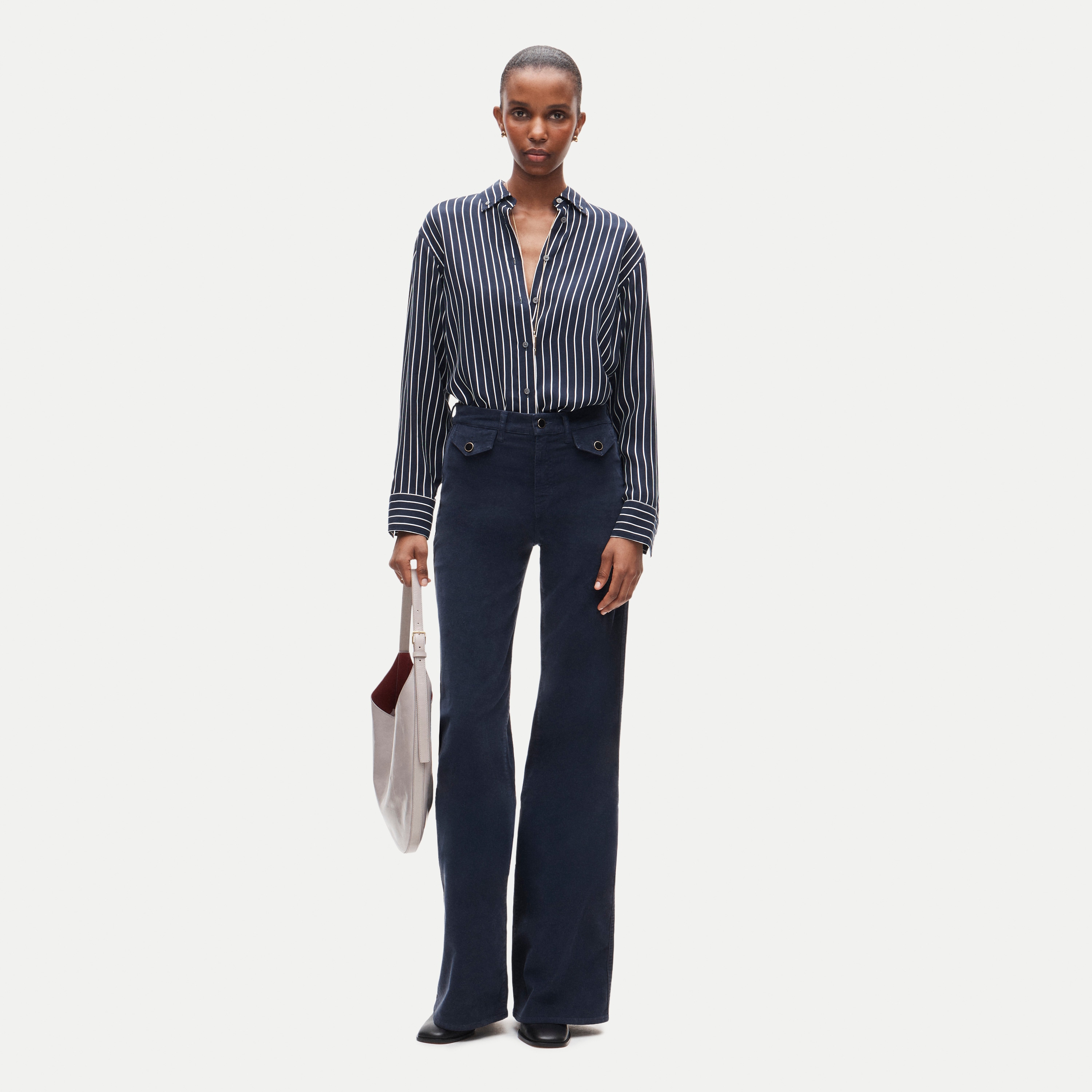 Wide-leg trouser in stretch corduroy