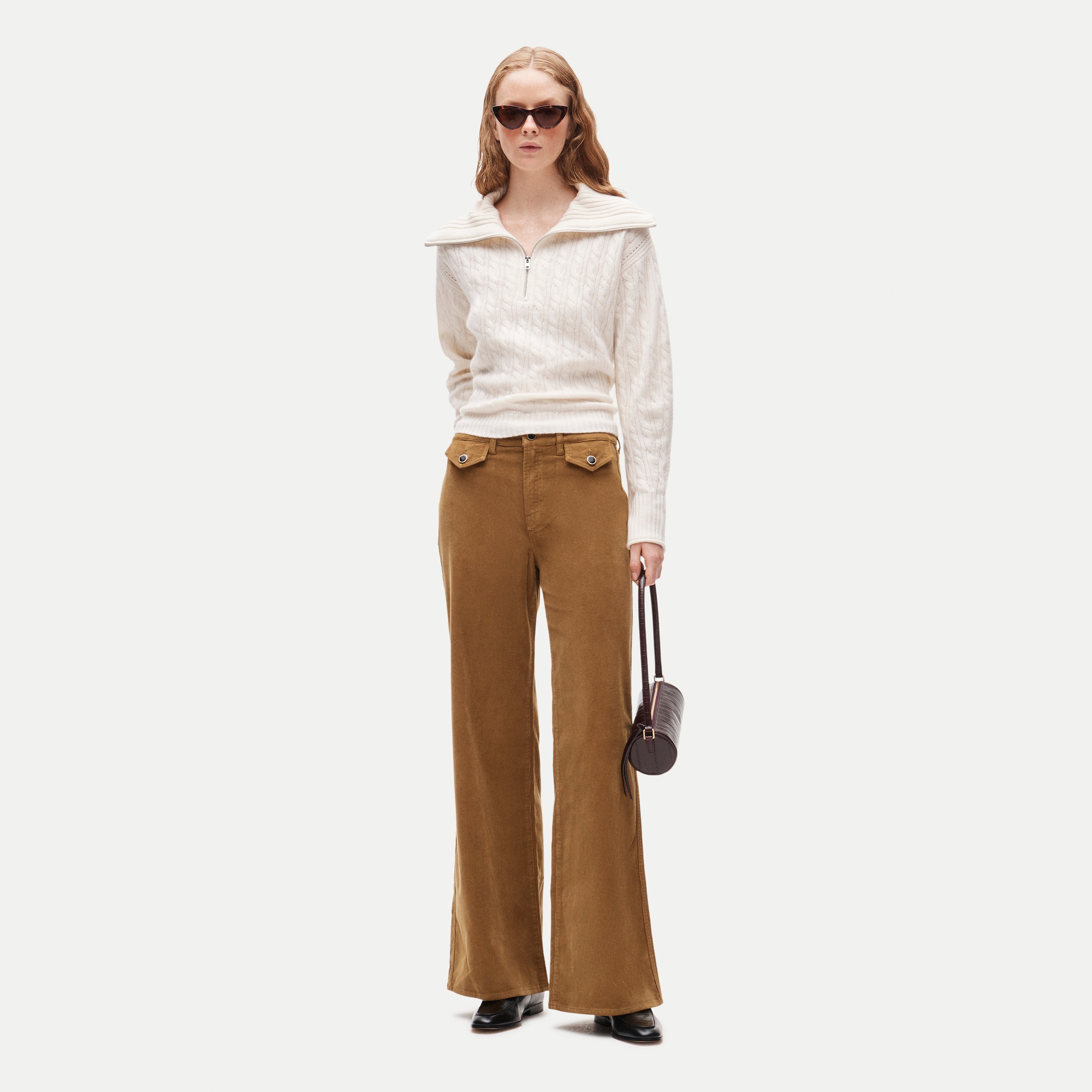 Wide-leg trouser in stretch corduroy