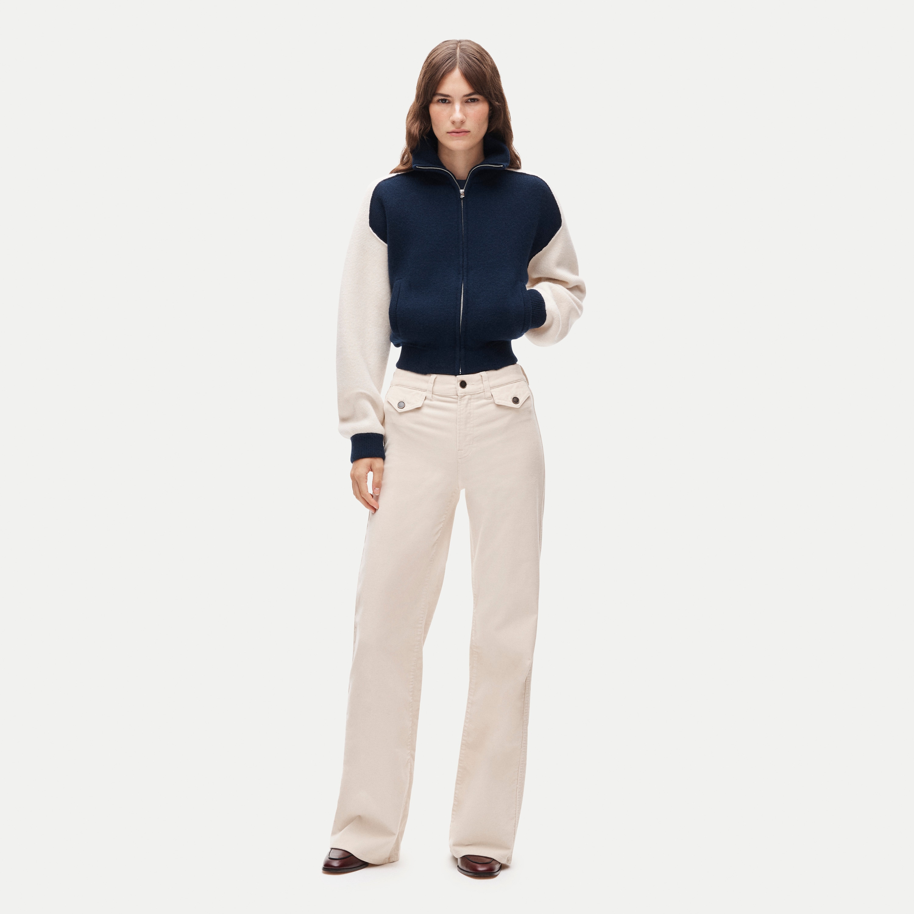 Wide-leg trouser in stretch corduroy
