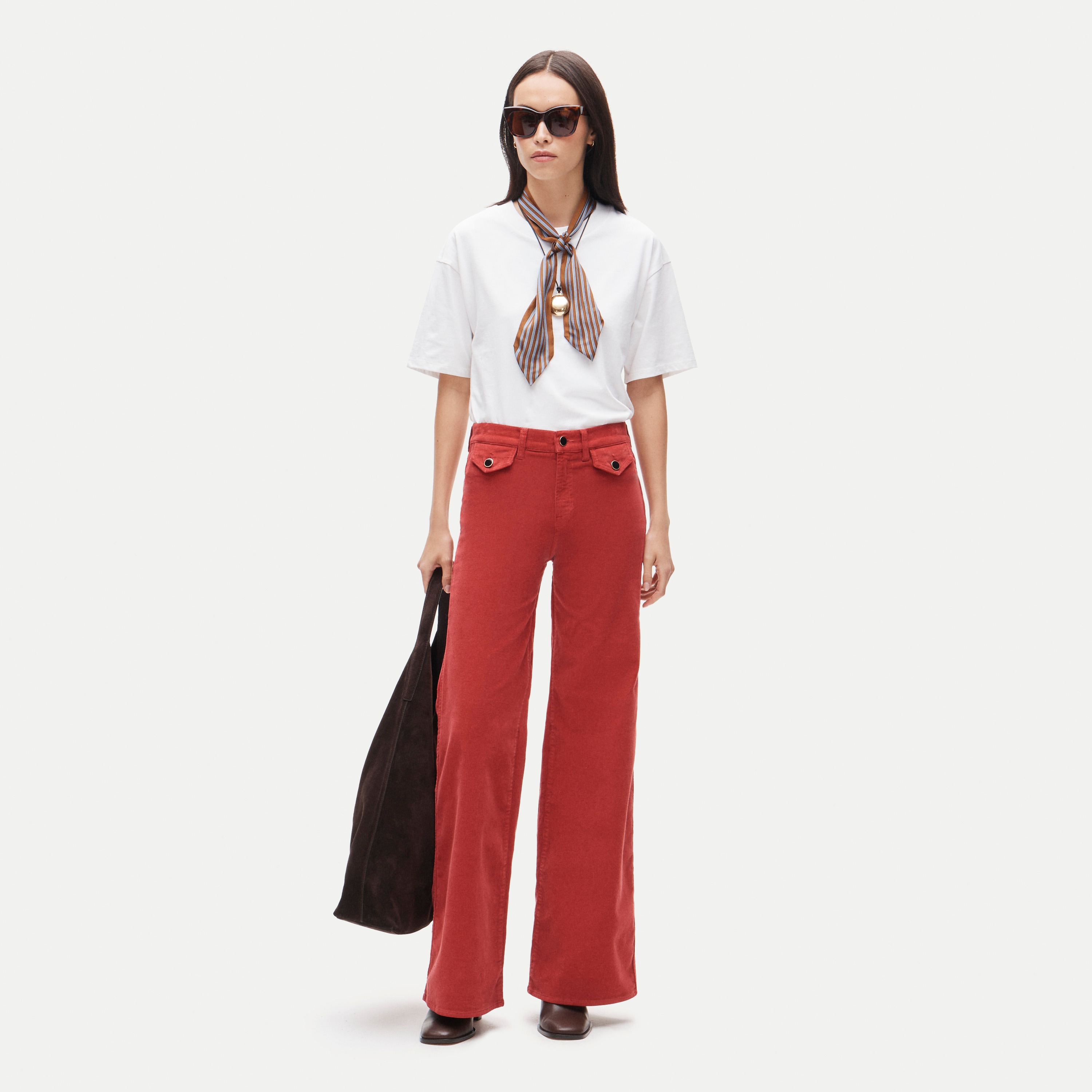 Wide-leg trouser in stretch corduroy