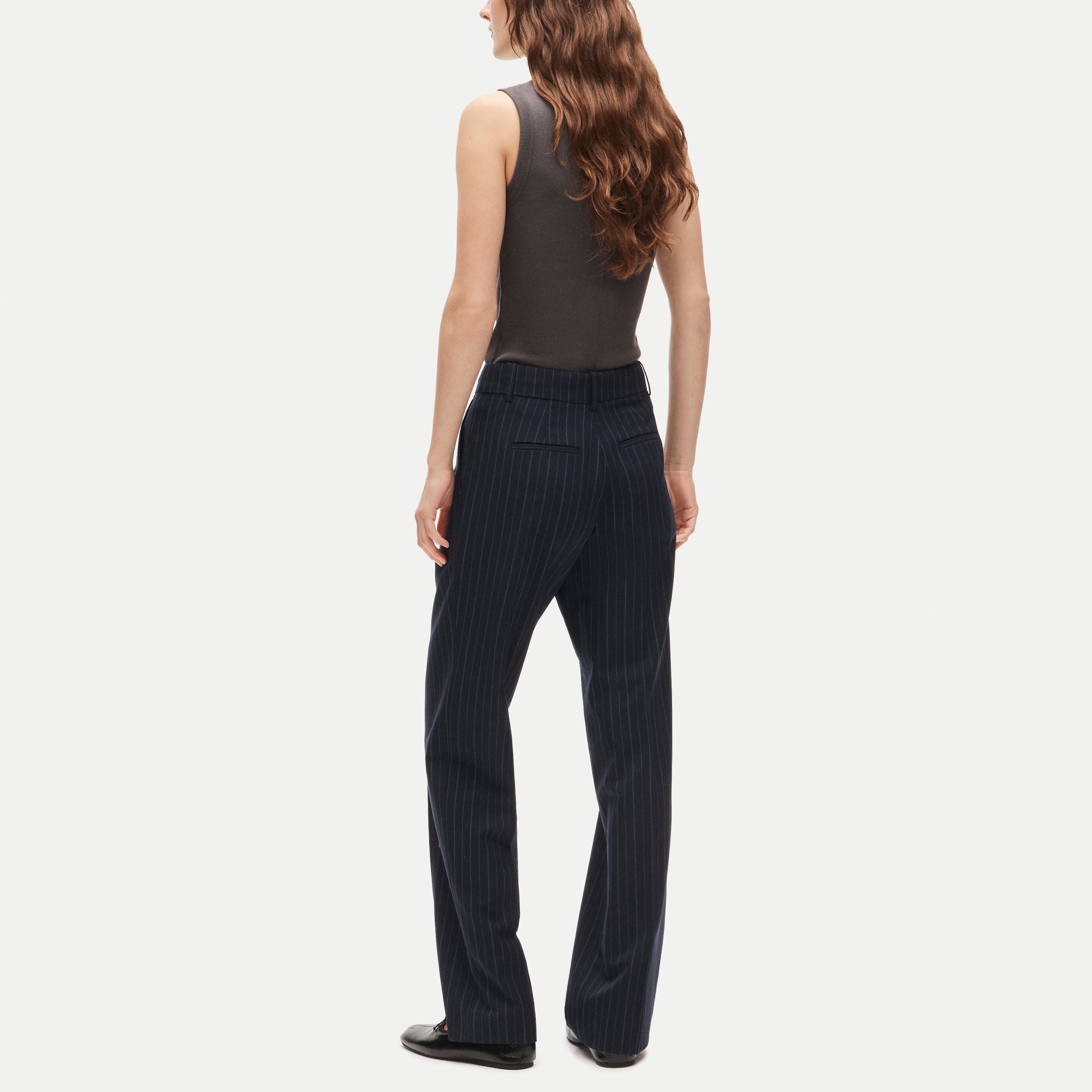 Essential trouser in striped lightspun wool blend