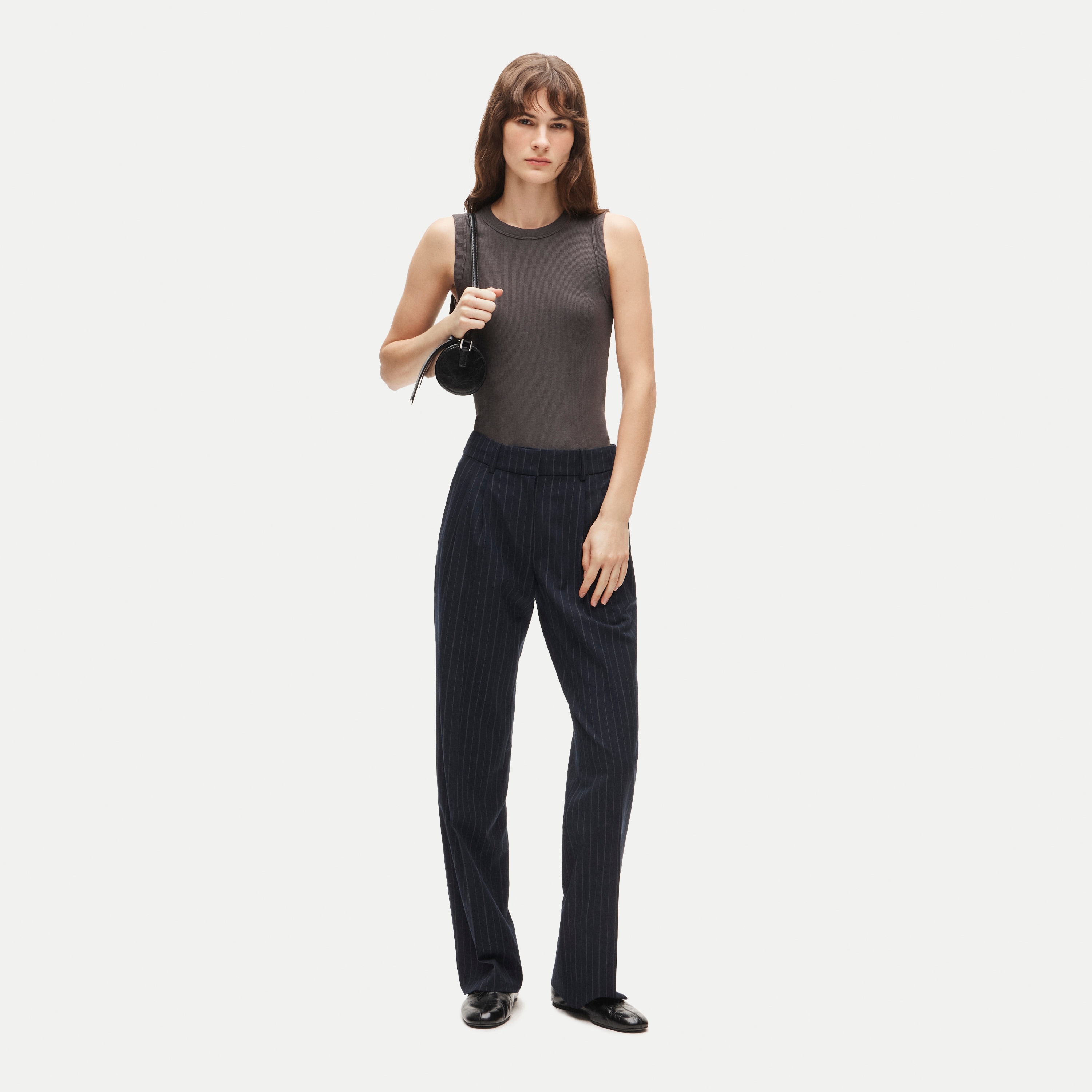 Essential trouser in striped wool blend