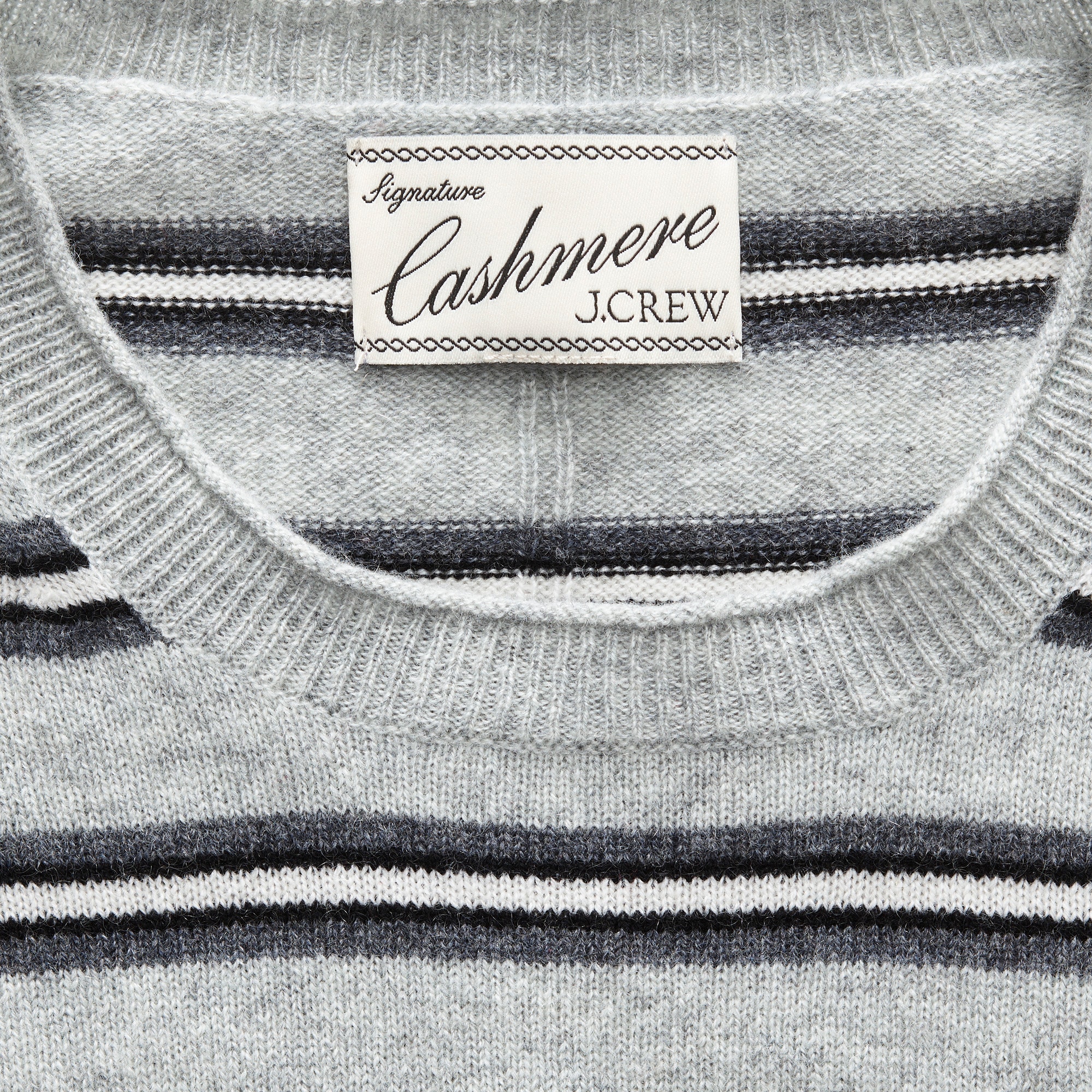 Rolled cashmere long-sleeve sweater in stripe