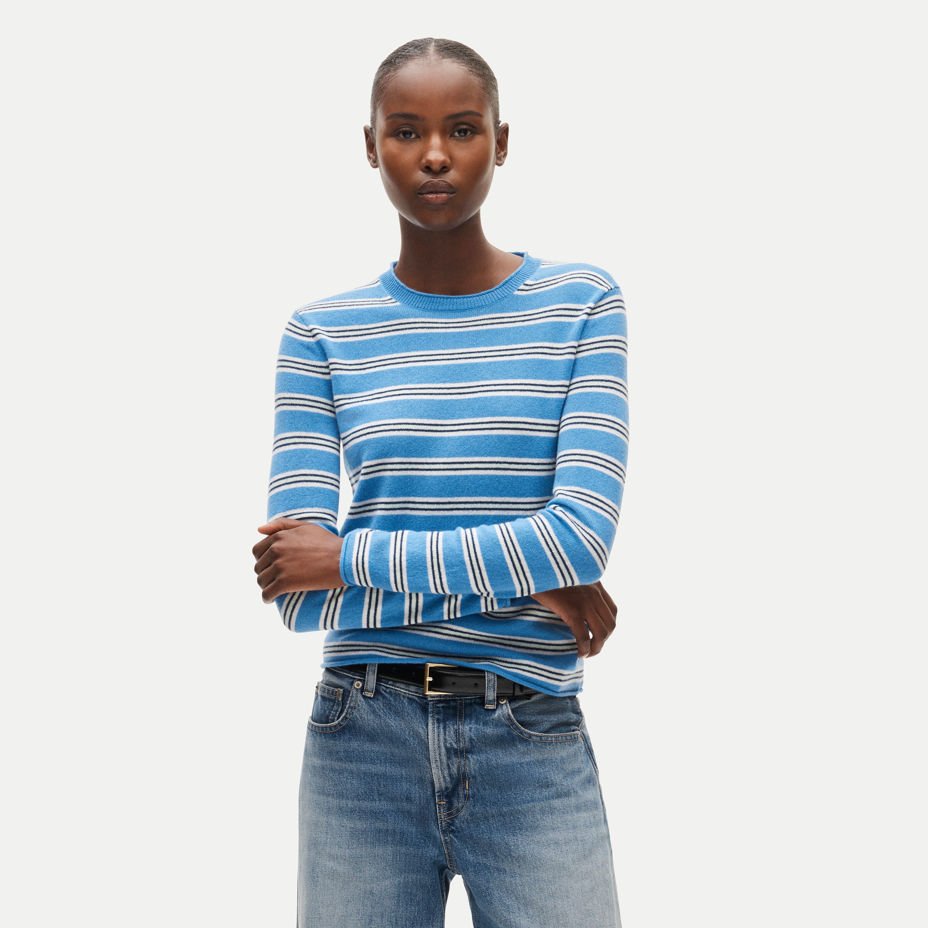 Rolled Cashmere Long-sleeve Sweater In Stripe For Women | J.Crew