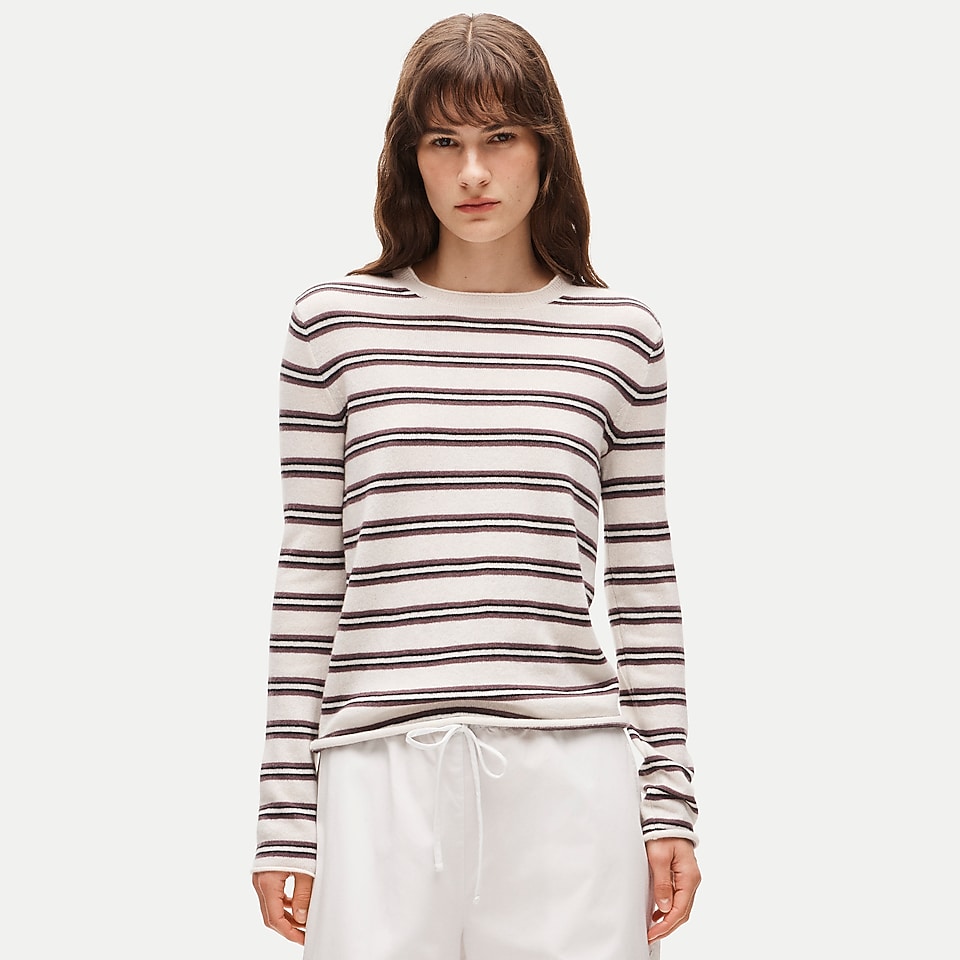 Rolled cashmere long-sleeve sweater in stripe by J.Crew