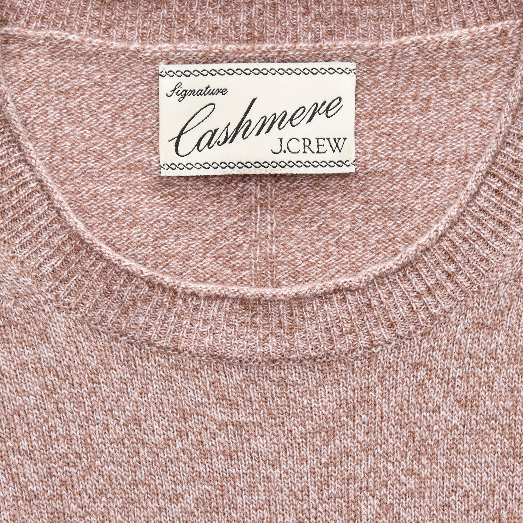 Rolled cashmere long-sleeve sweater in marled yarn