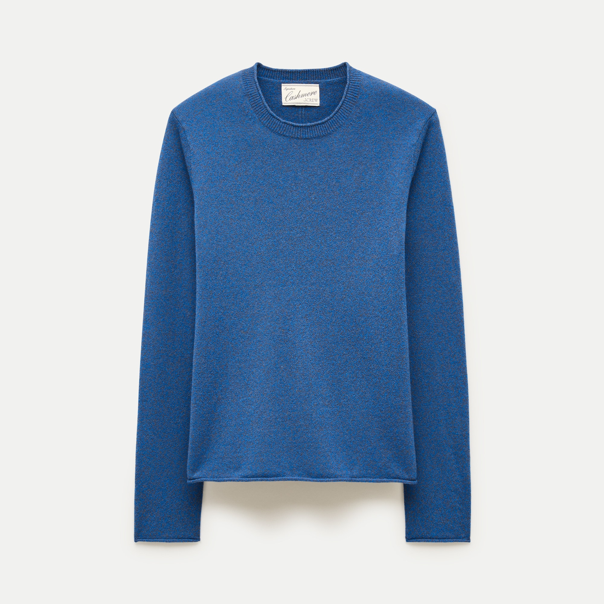 Rolled cashmere long-sleeve sweater in marled yarn