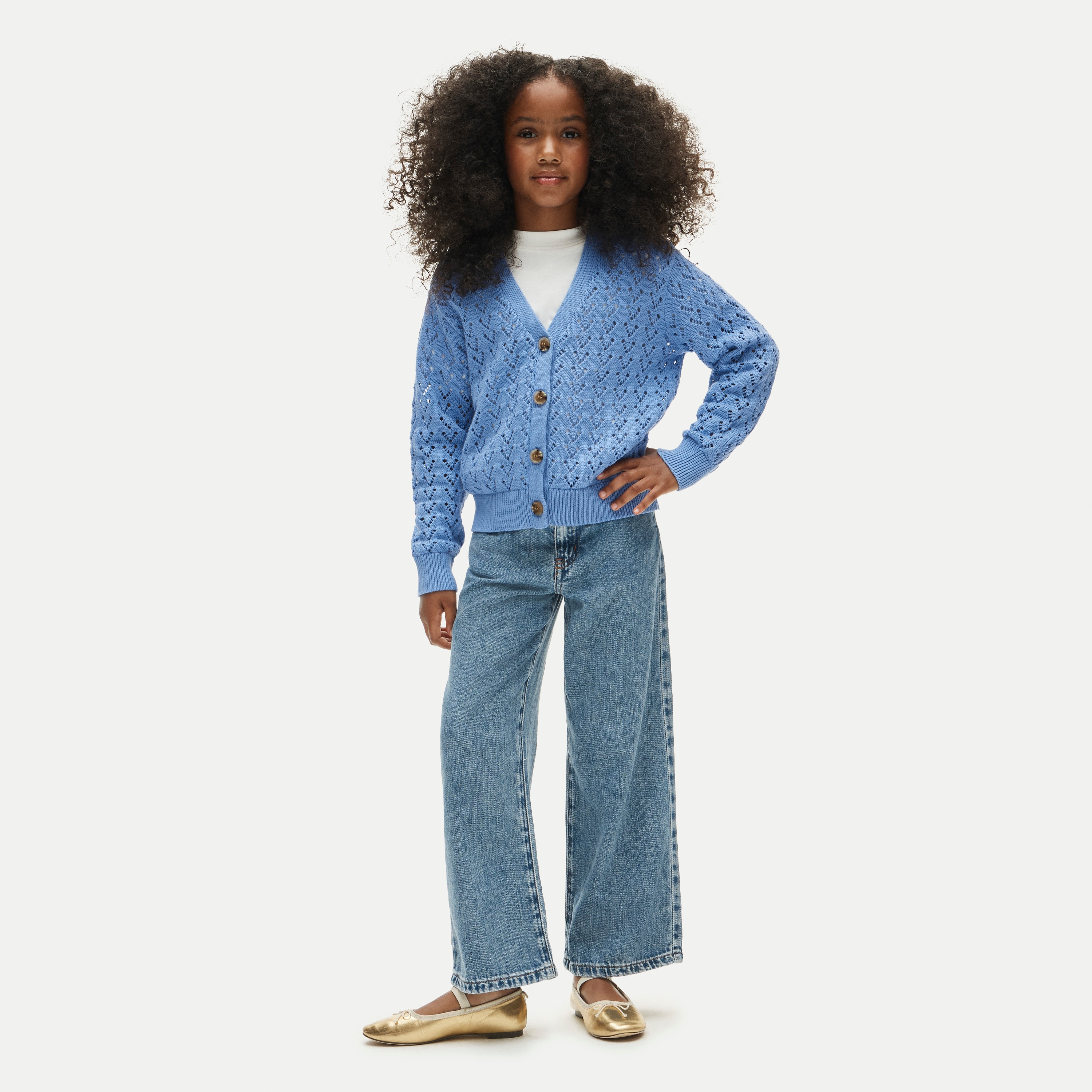 Girls' heart-pointelle cardigan - thumbnail 6