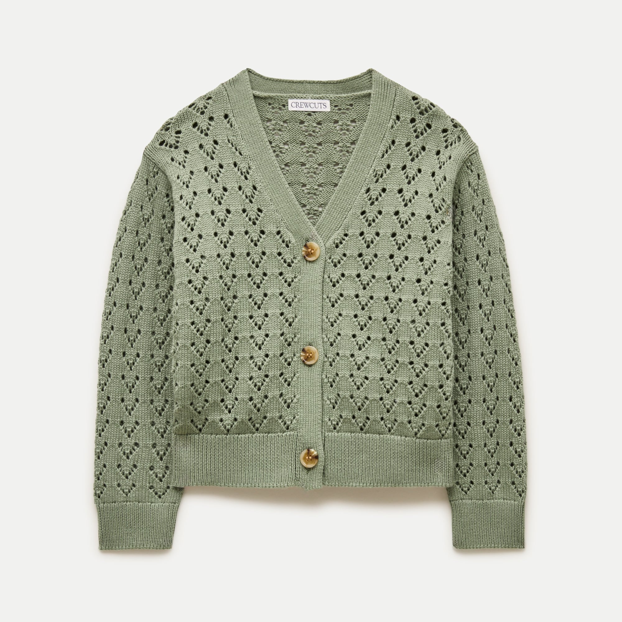 Girls' heart-pointelle cardigan