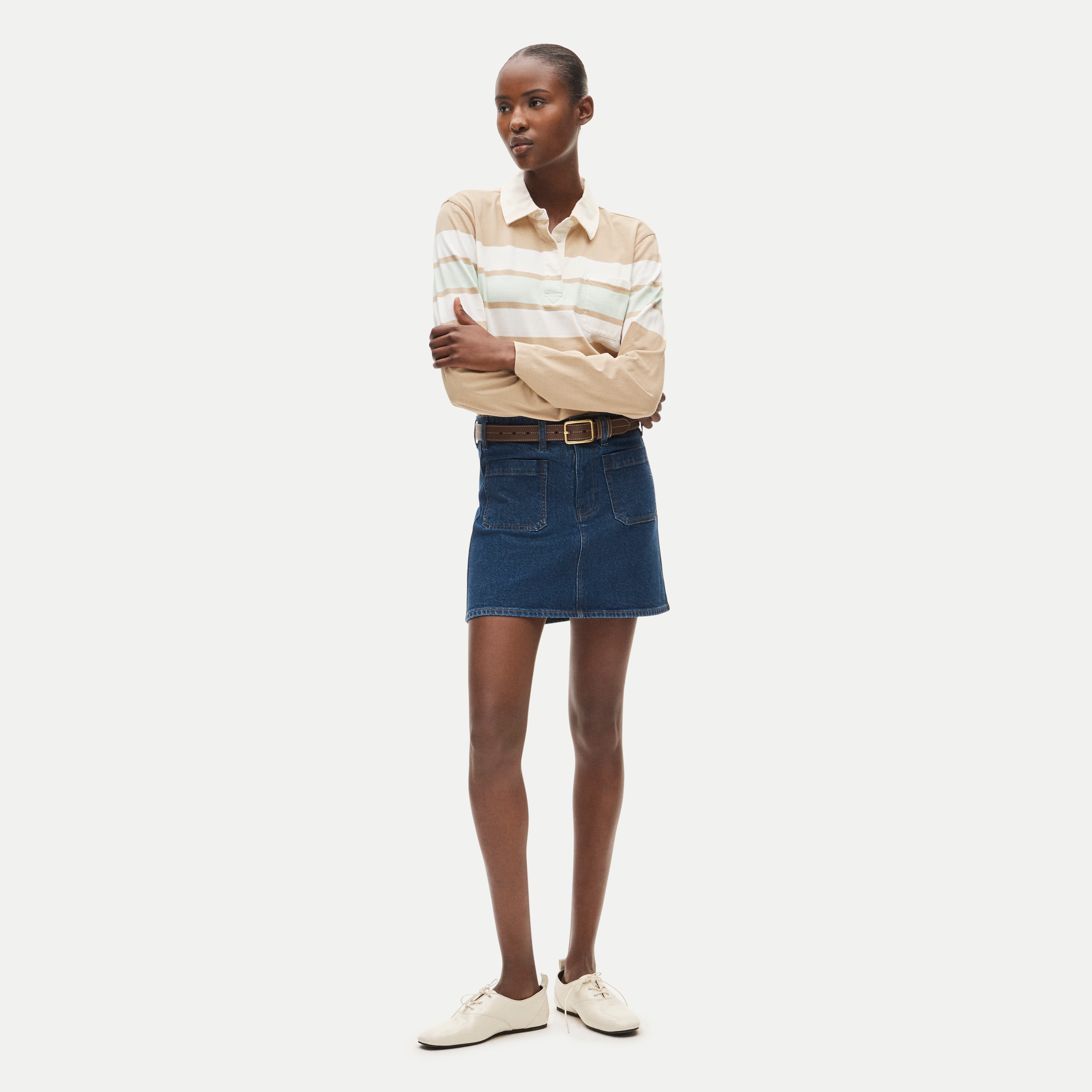 Boyfriend jersey cropped rugby shirt in stripe