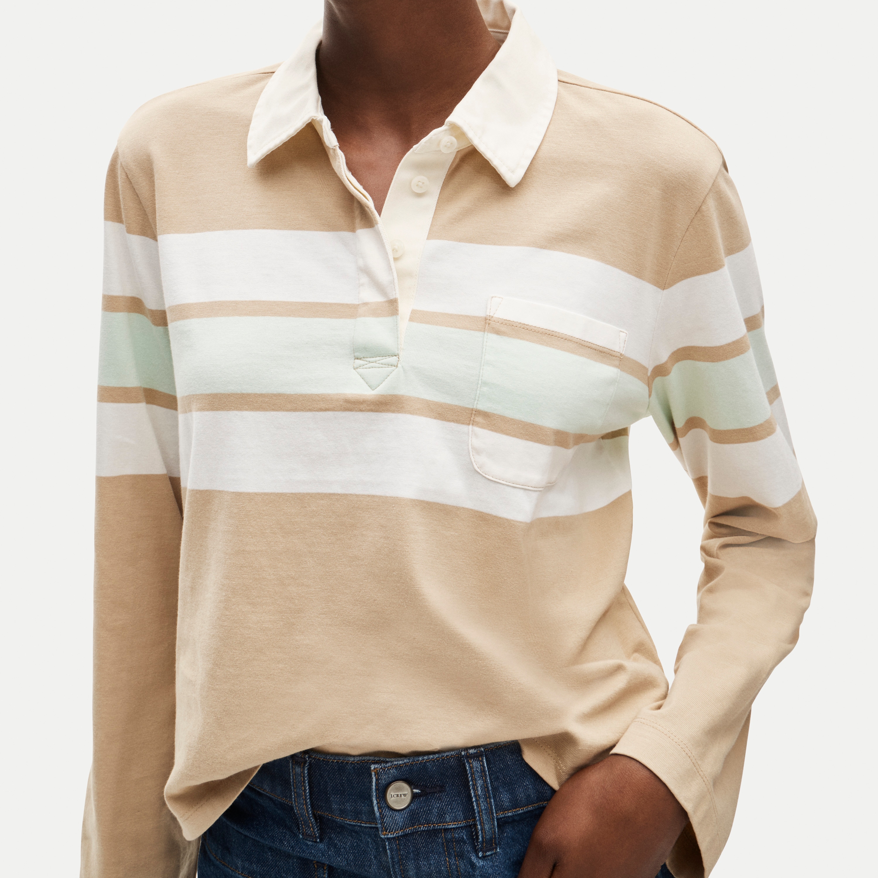 Boyfriend jersey cropped rugby shirt in stripe