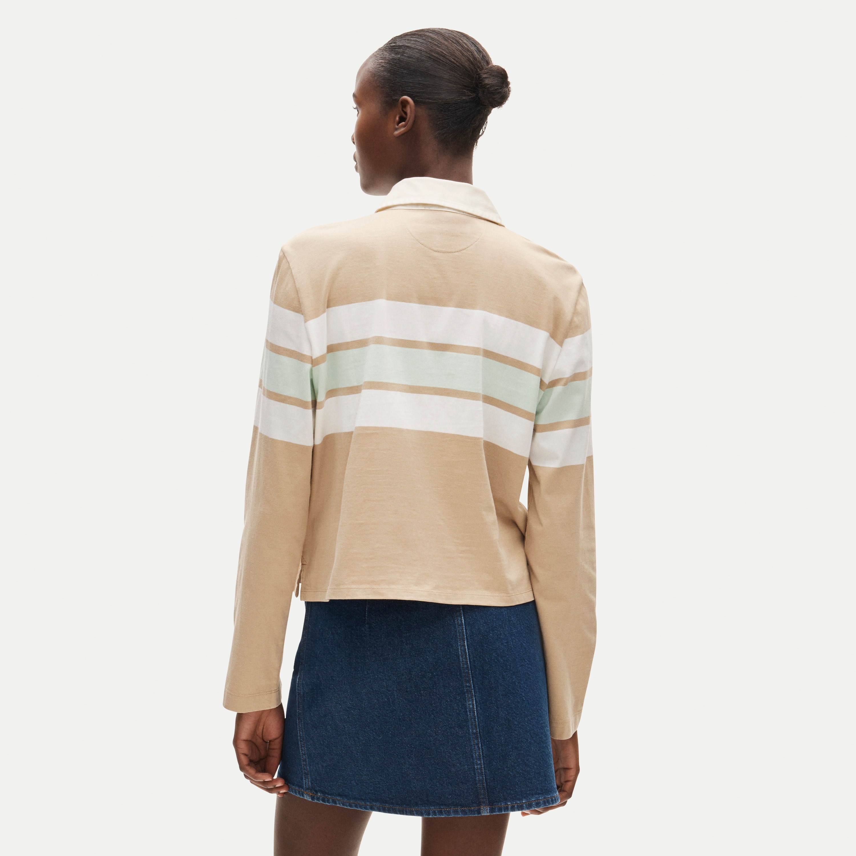 Boyfriend jersey cropped rugby shirt in stripe