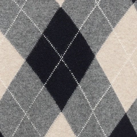 Cashmere blouson-sleeve sweater in argyle HTHR PYRIT ARGYLE