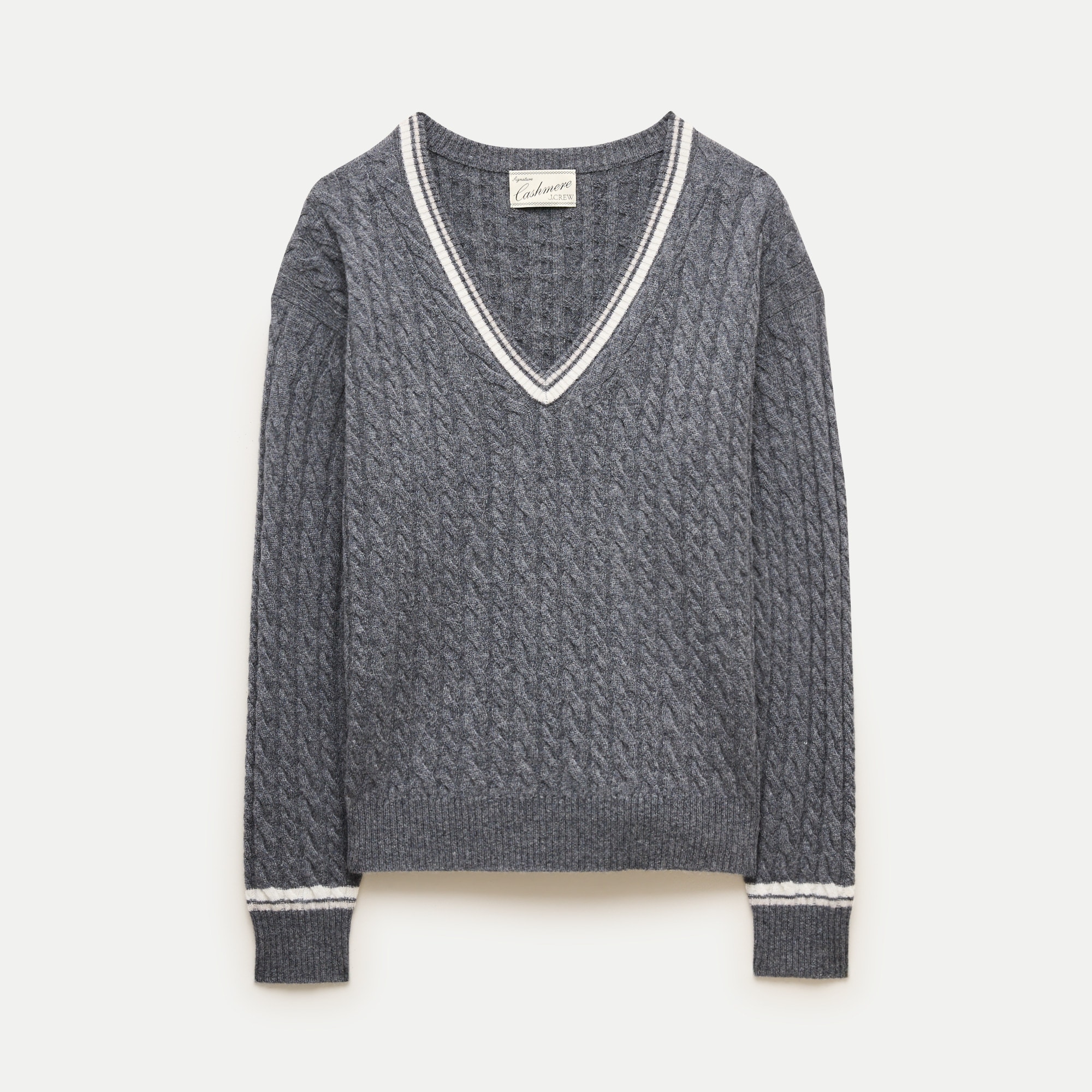 Perfect Cashmere V-neck In Cable Knit For Women | J.Crew