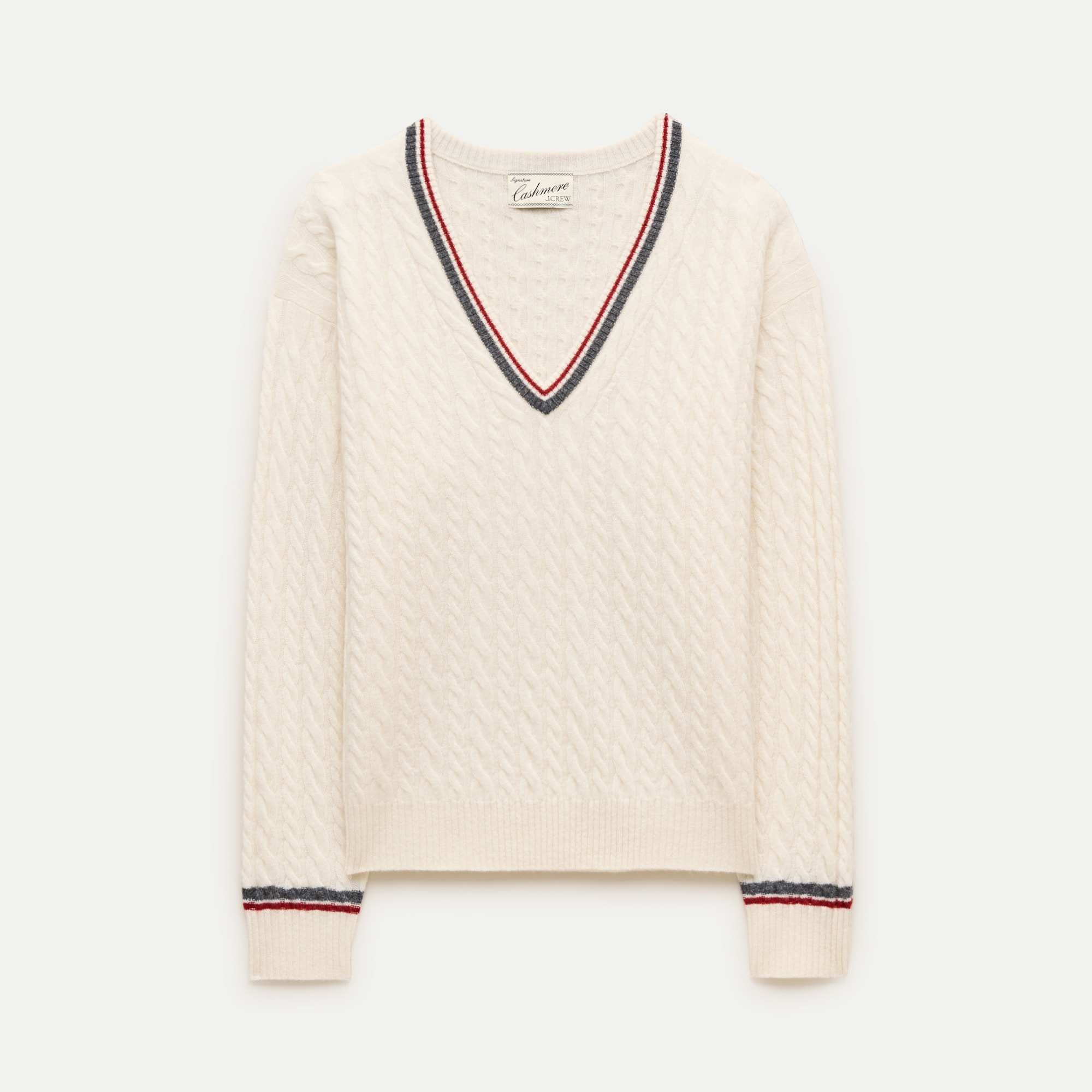 Perfect Cashmere V-neck In Cable Knit For Women | J.Crew