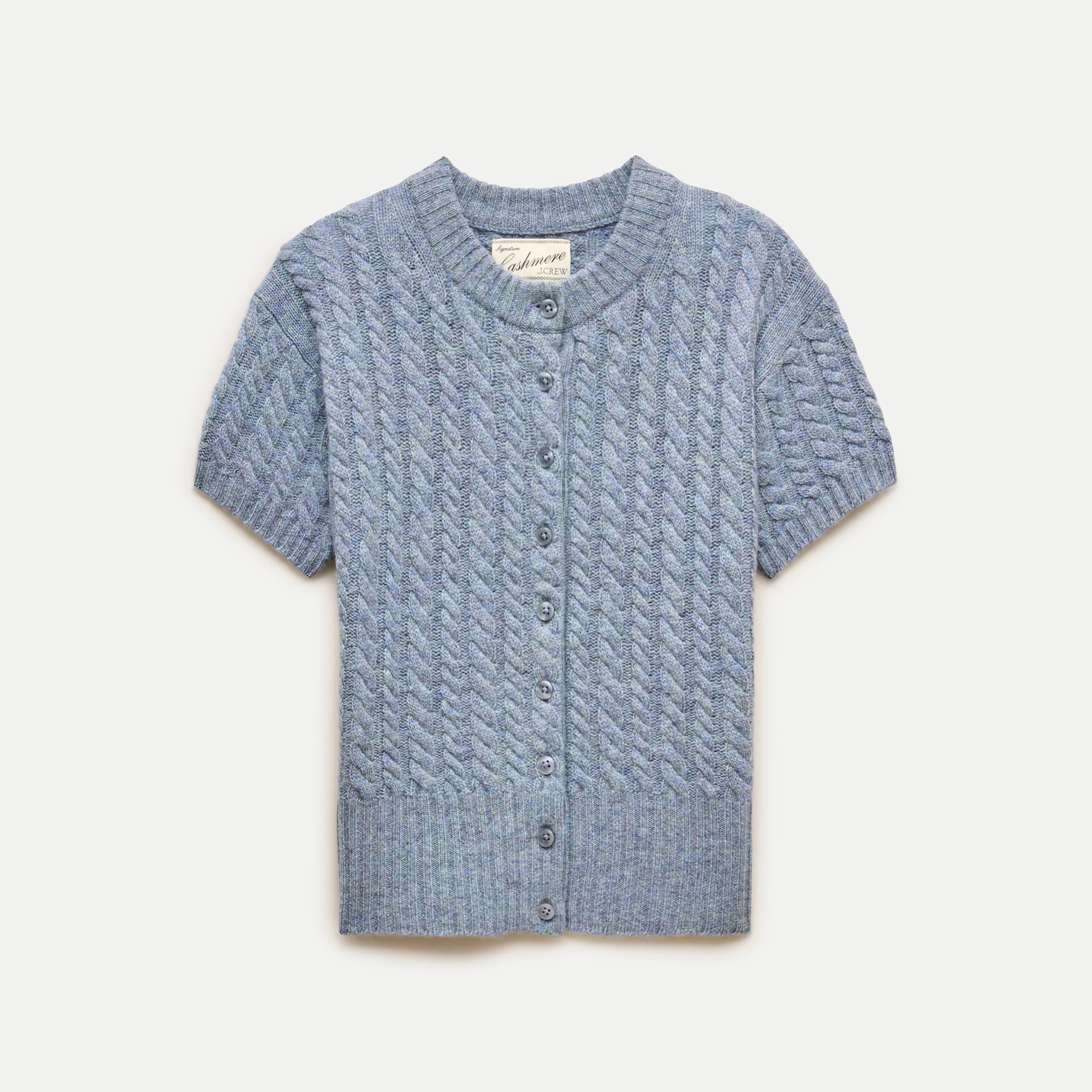Cashmere short-sleeve cable-knit cardigan