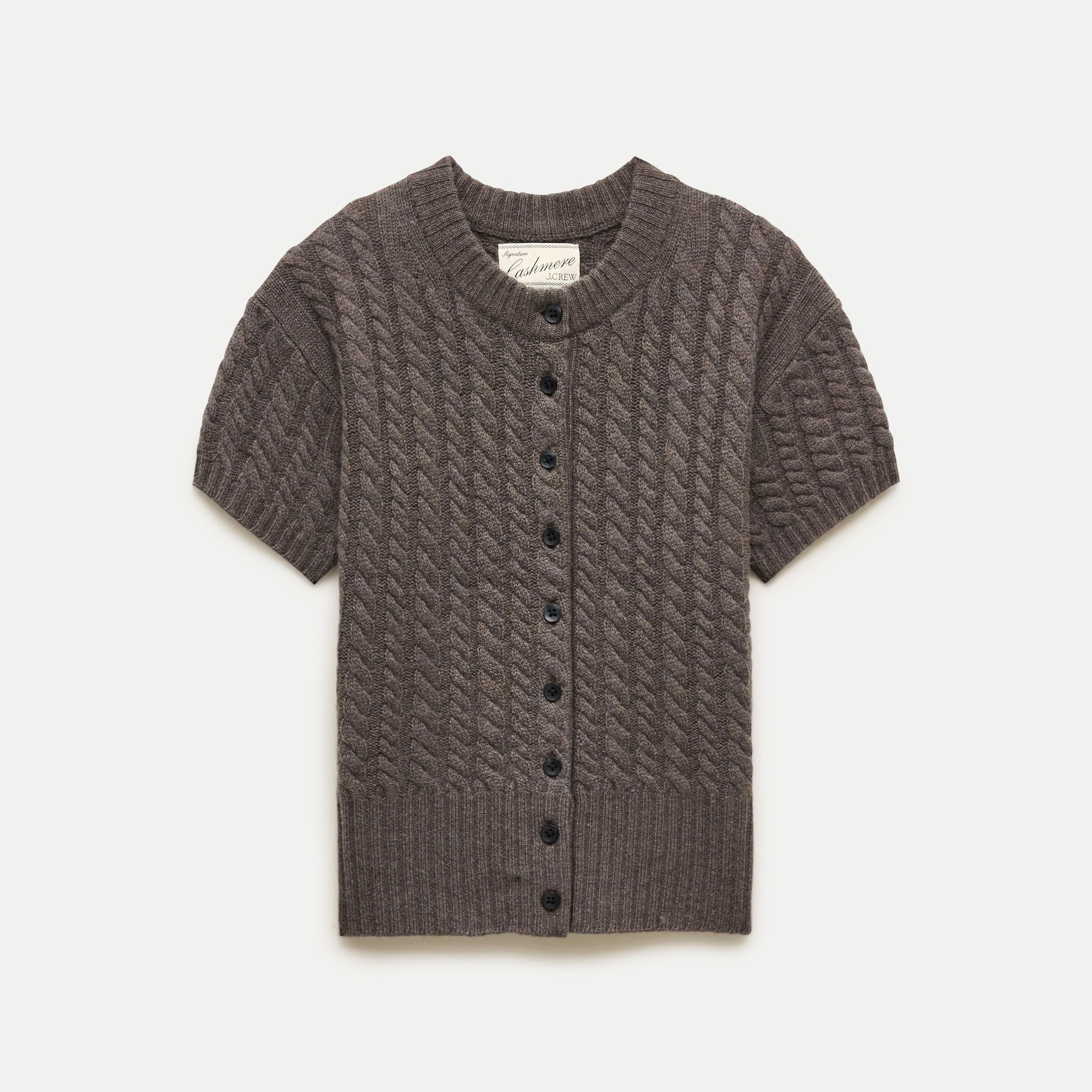 Cashmere Short-sleeve Cable-knit Cardigan For Women | J.Crew