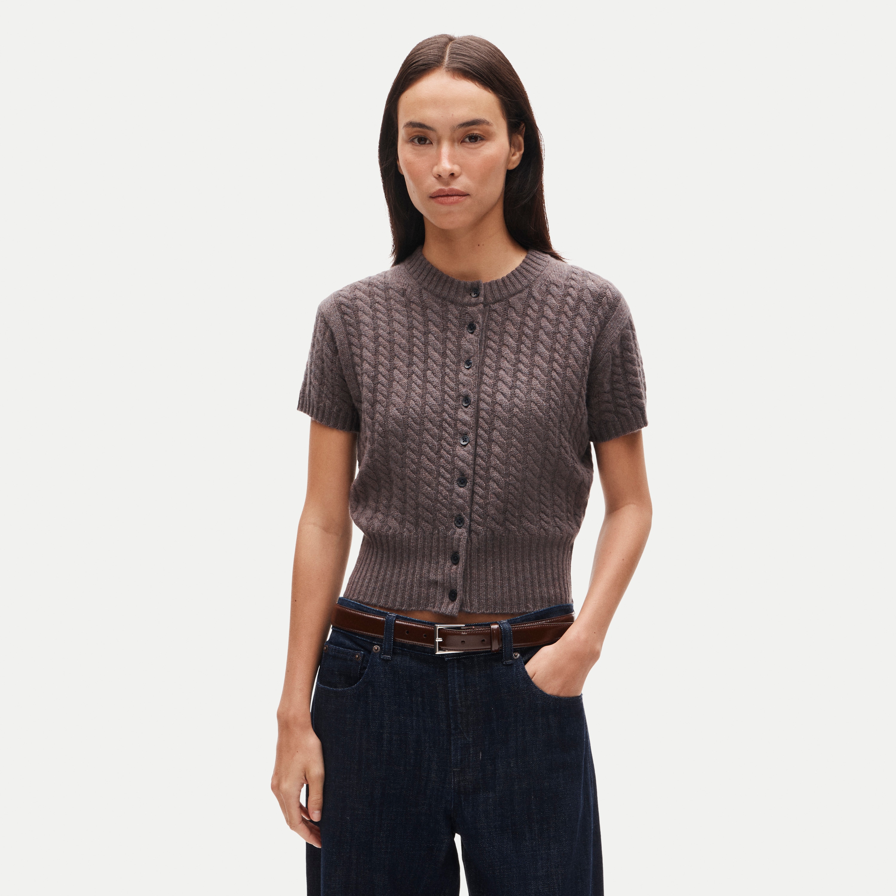Cashmere Short-sleeve Cable-knit Cardigan For Women | J.Crew