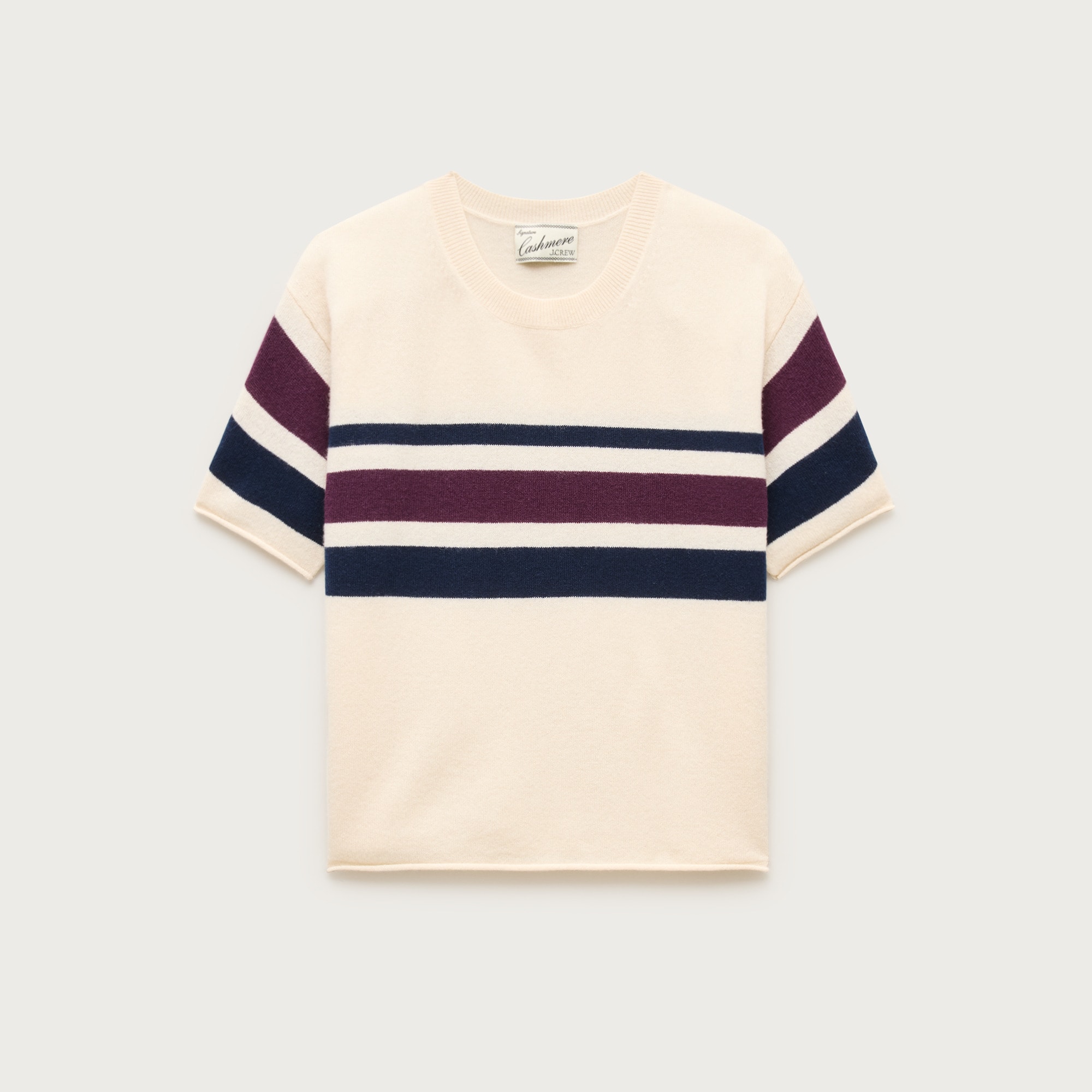 Cashmere relaxed T-shirt in placed stripe