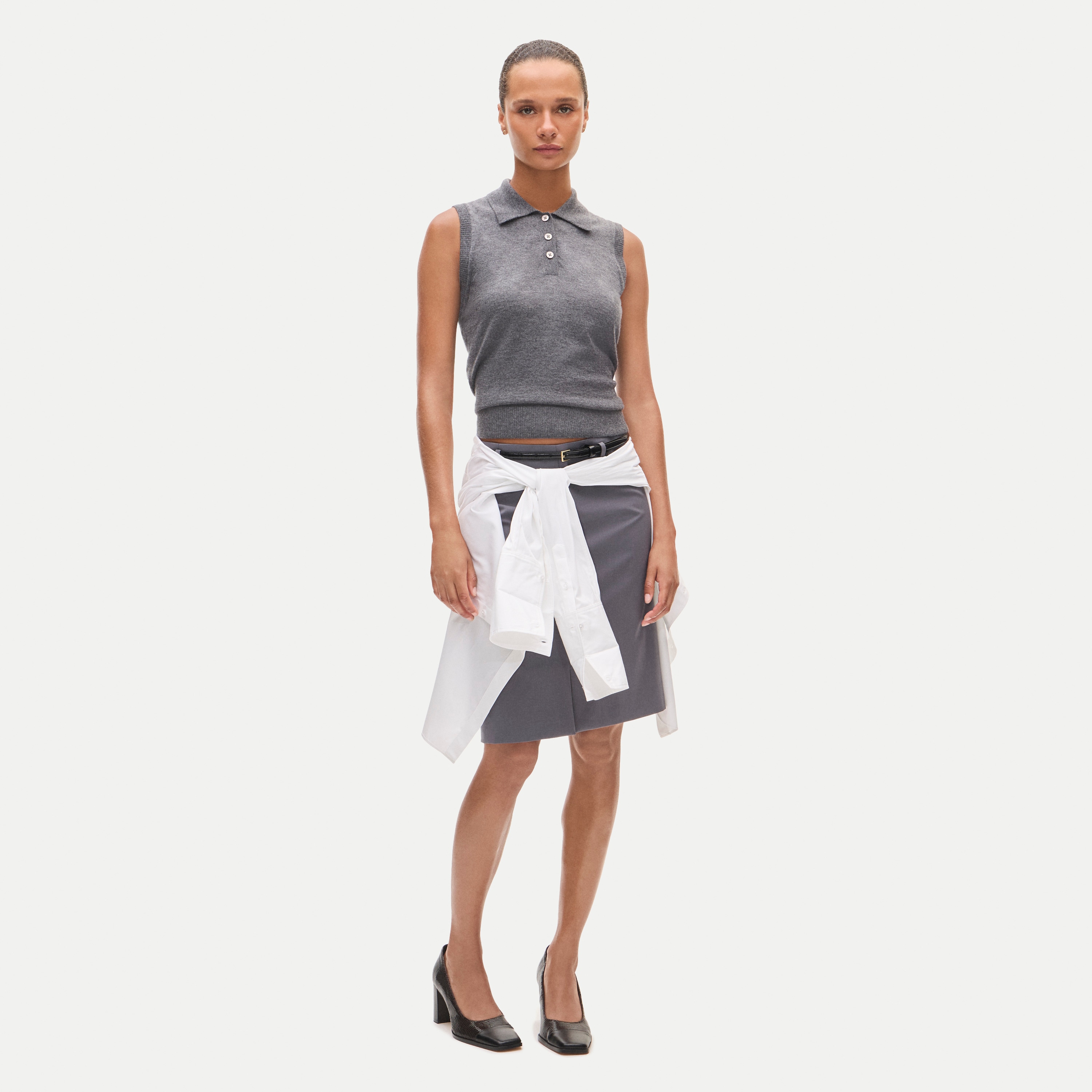Cashmere polo sweater shell - thumbnail 2