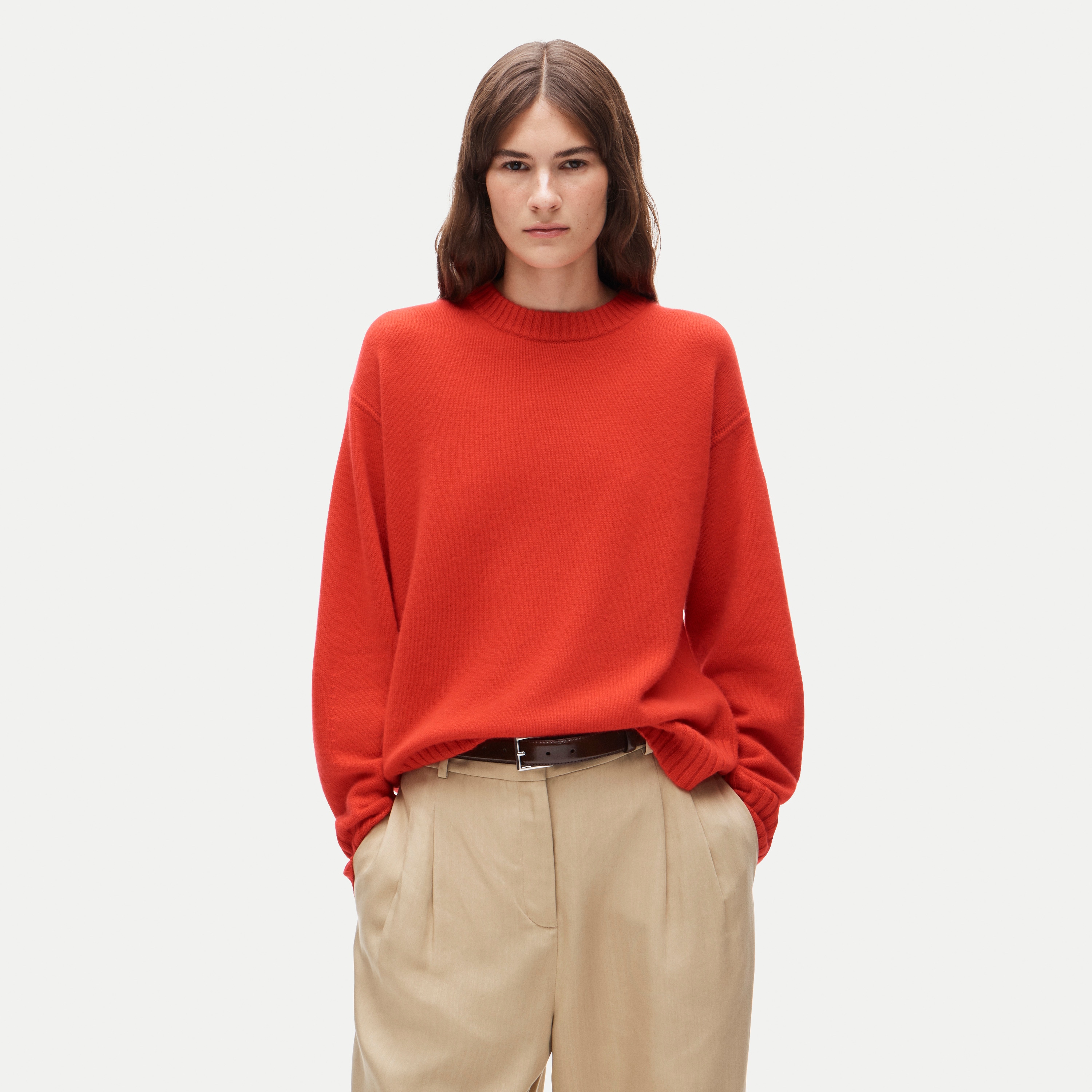 Oversized cashmere crewneck sweater