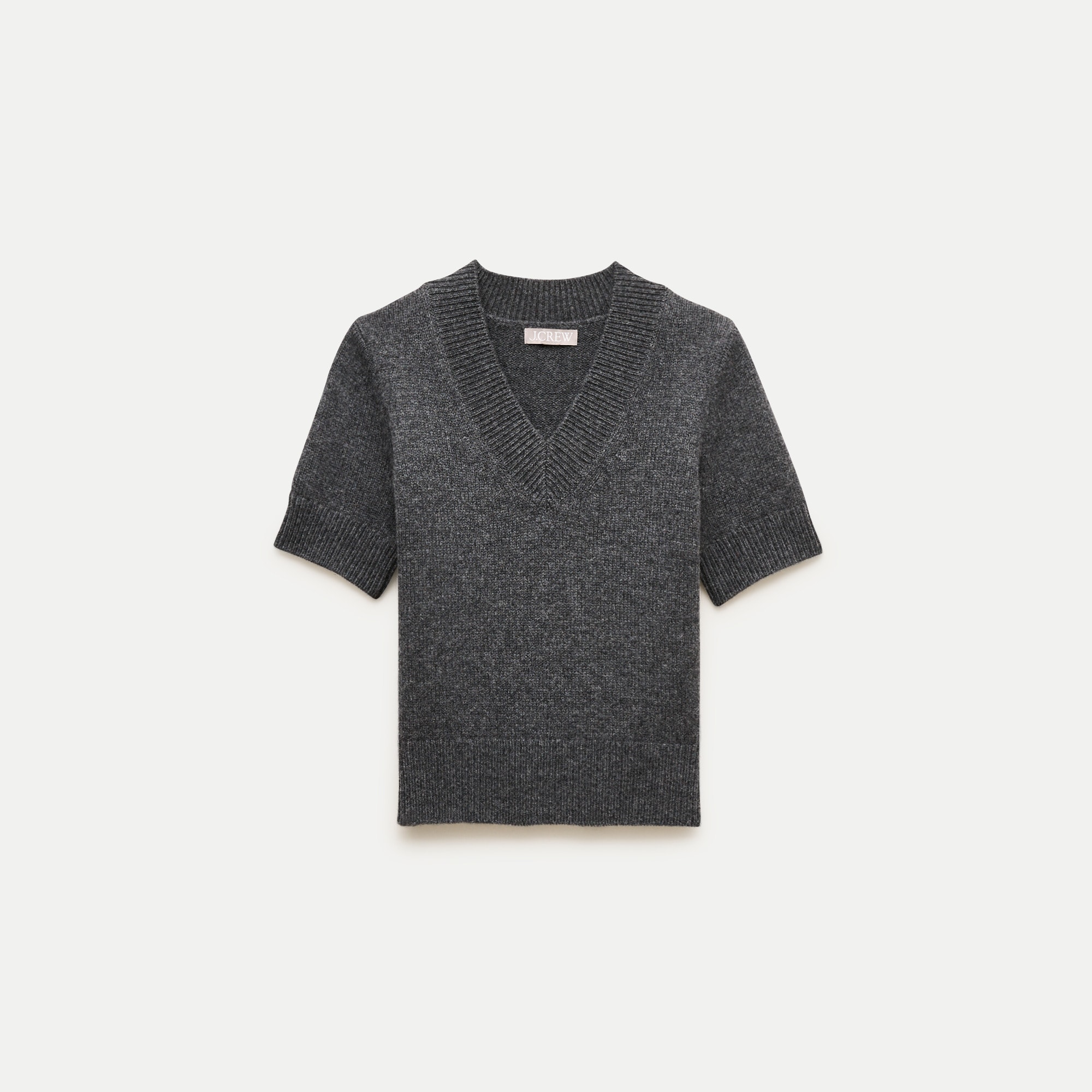 Short-sleeve V-neck sweater in vintage wool