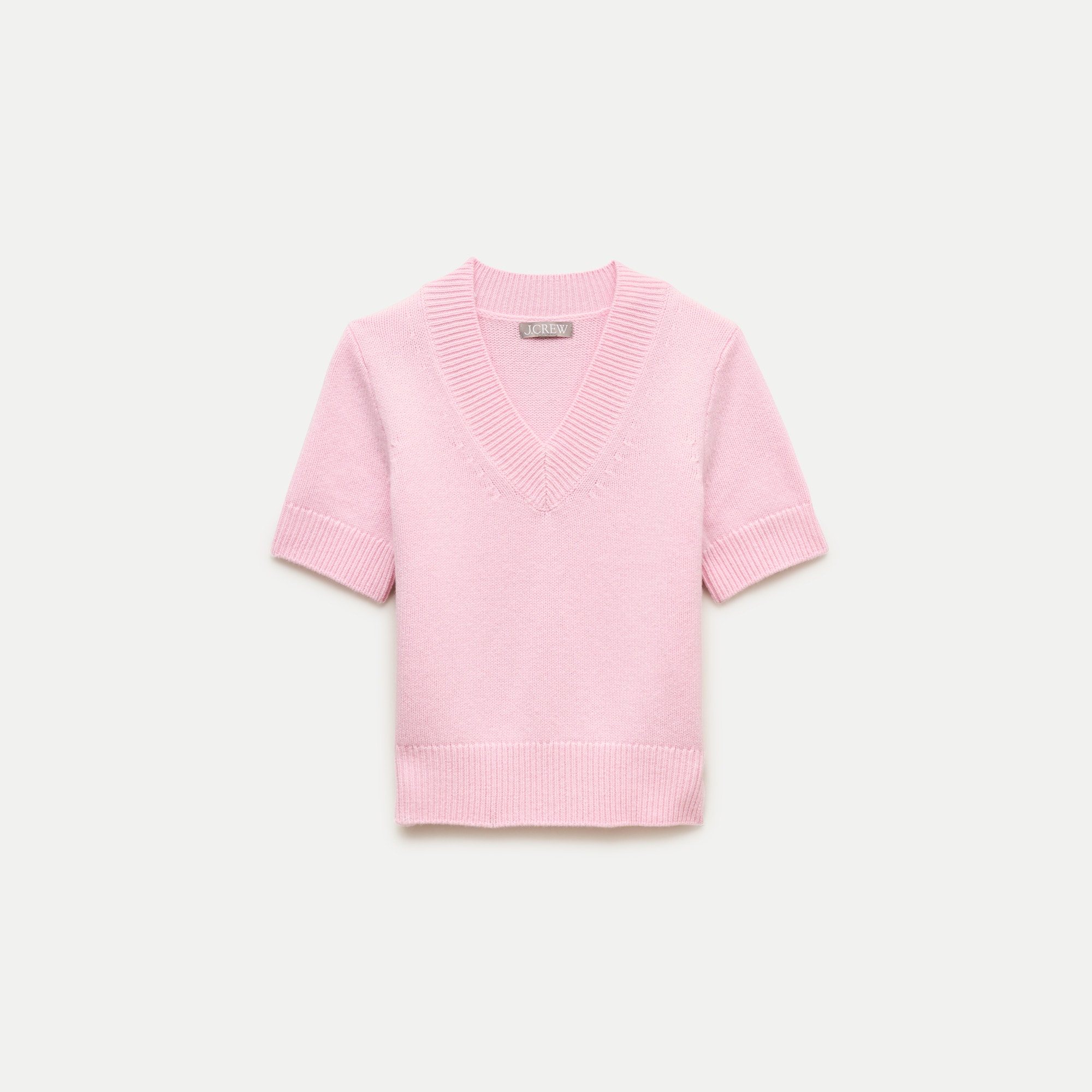 Short-sleeve V-neck sweater in vintage wool