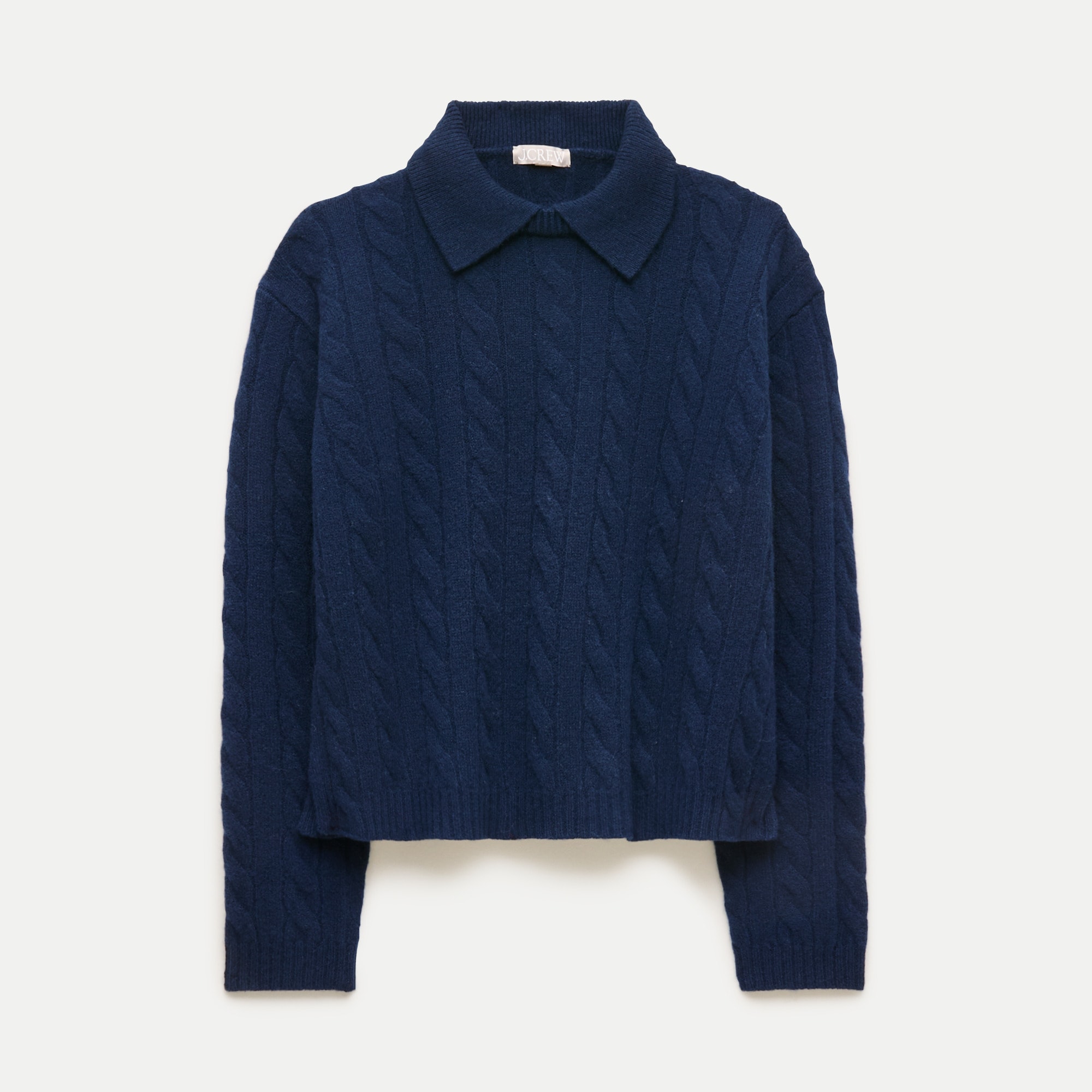 Cable-knit sweater-polo in vintage wool