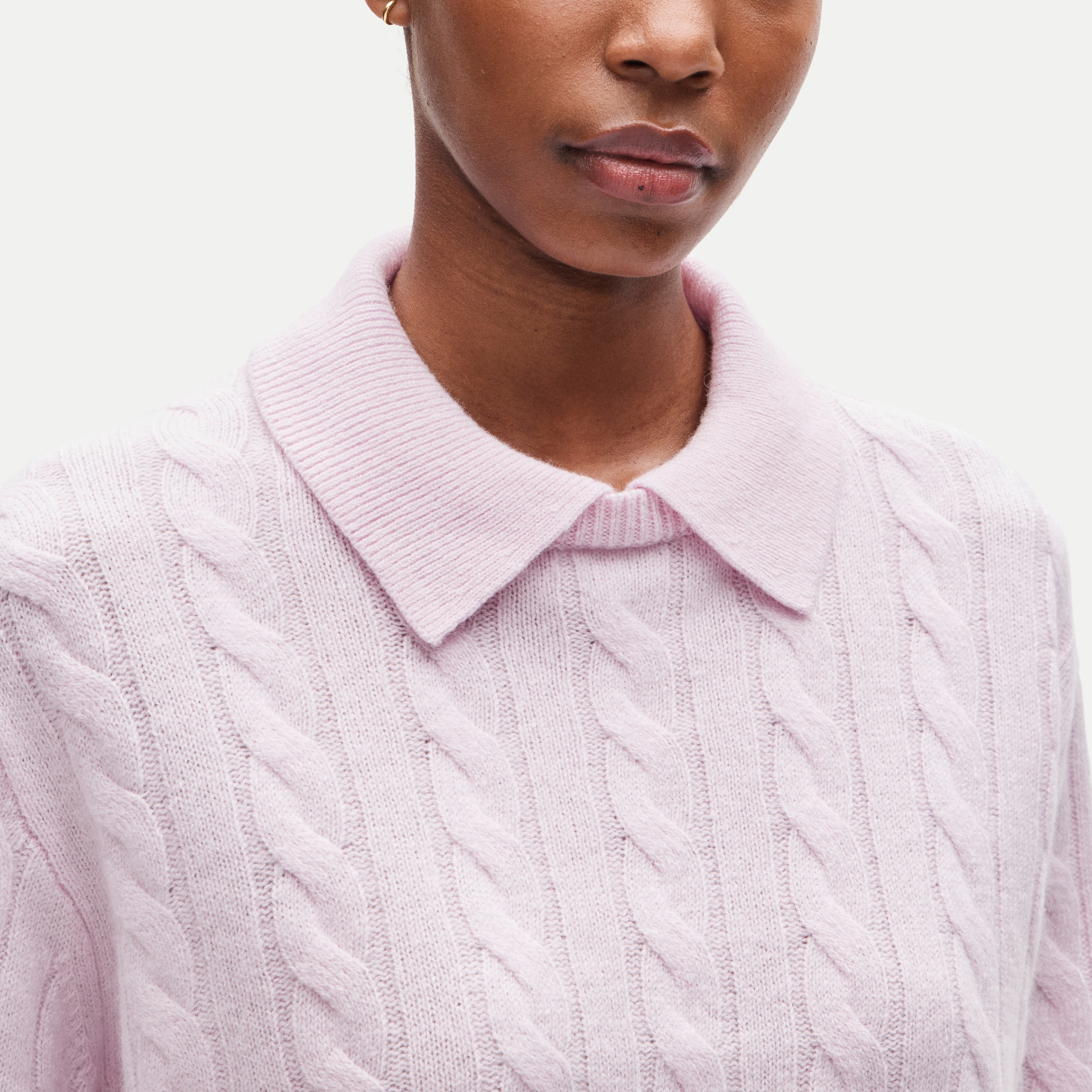 Cable-knit sweater-polo in vintage wool