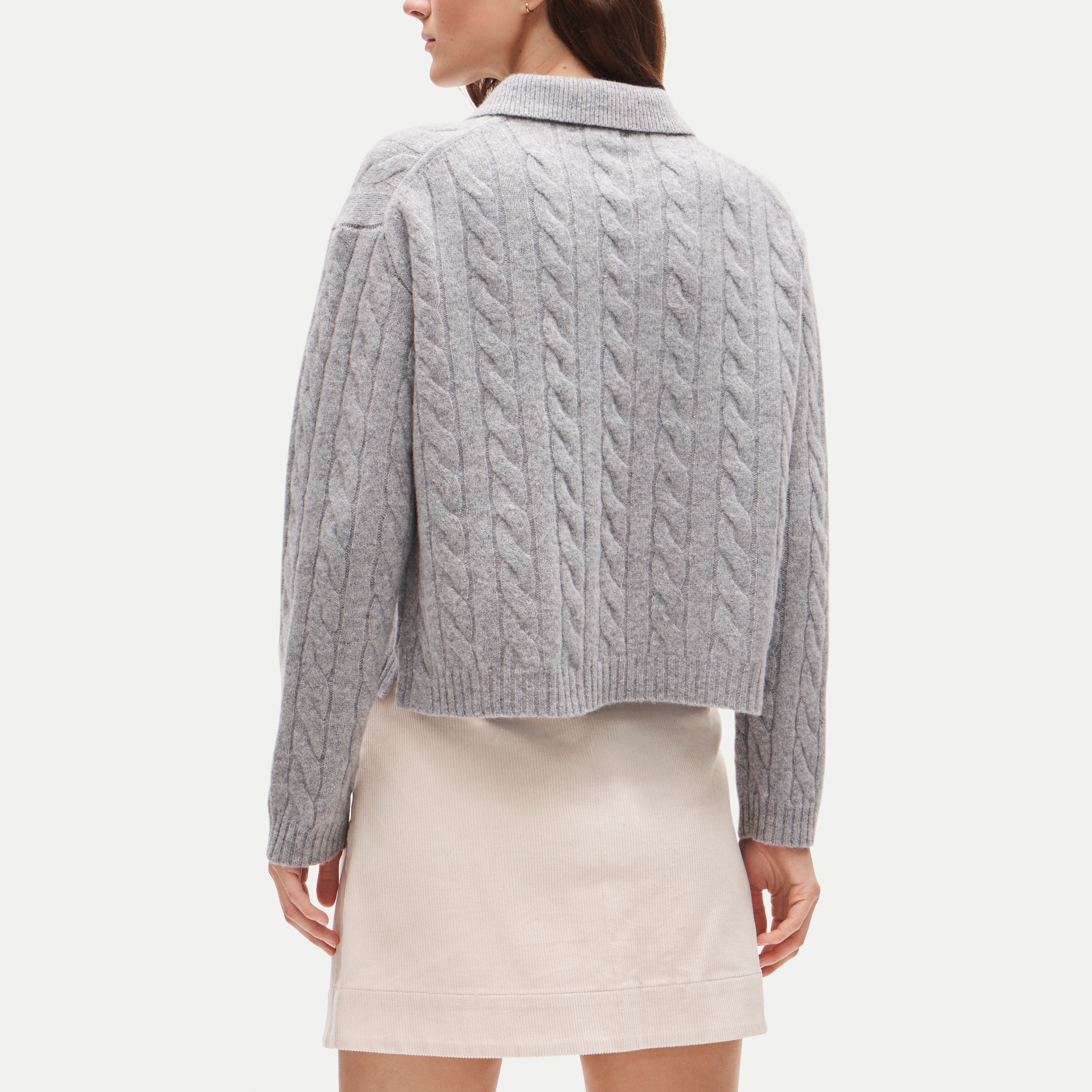 Cable-knit sweater-polo in vintage wool