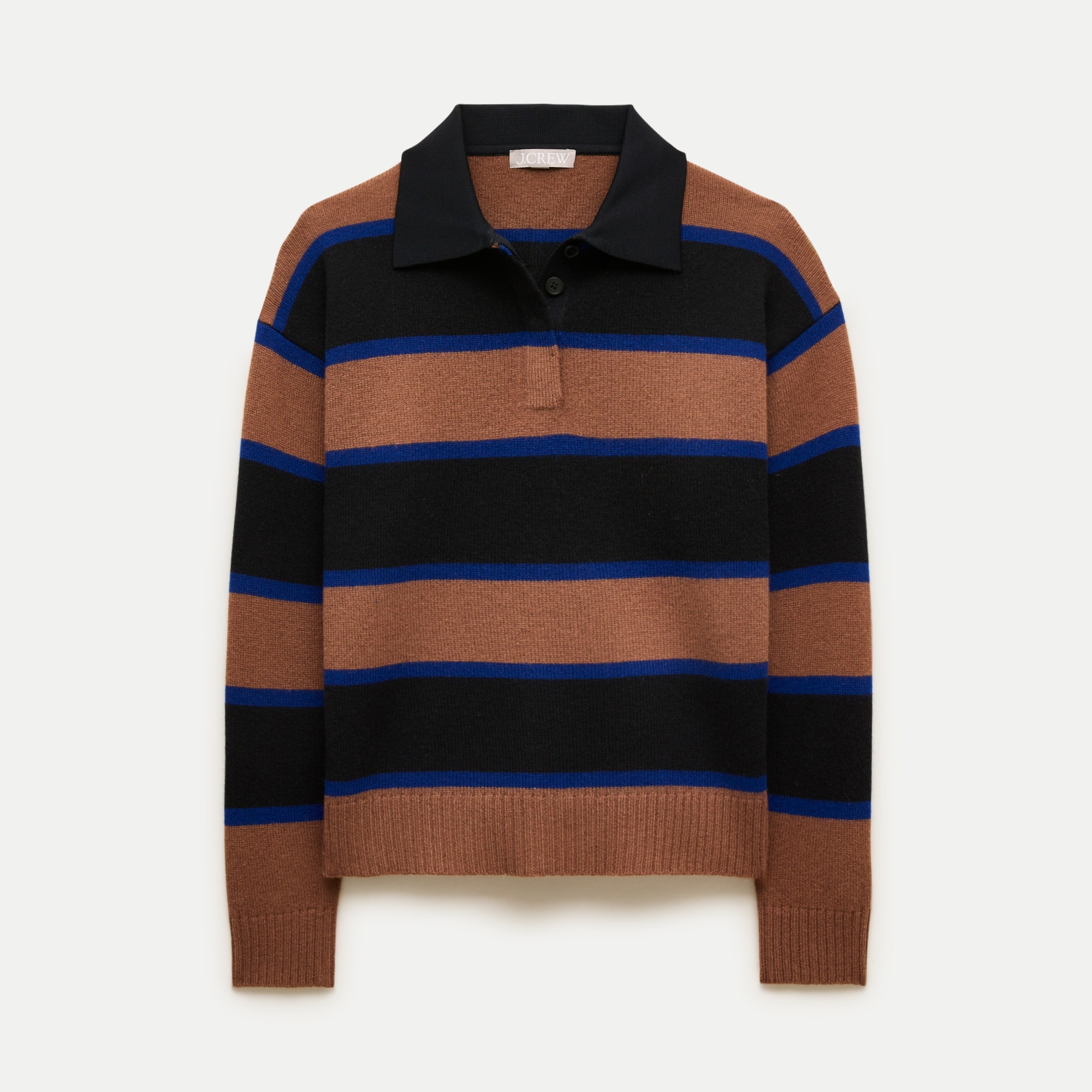 Relaxed sweater-polo in vintage wool stripe