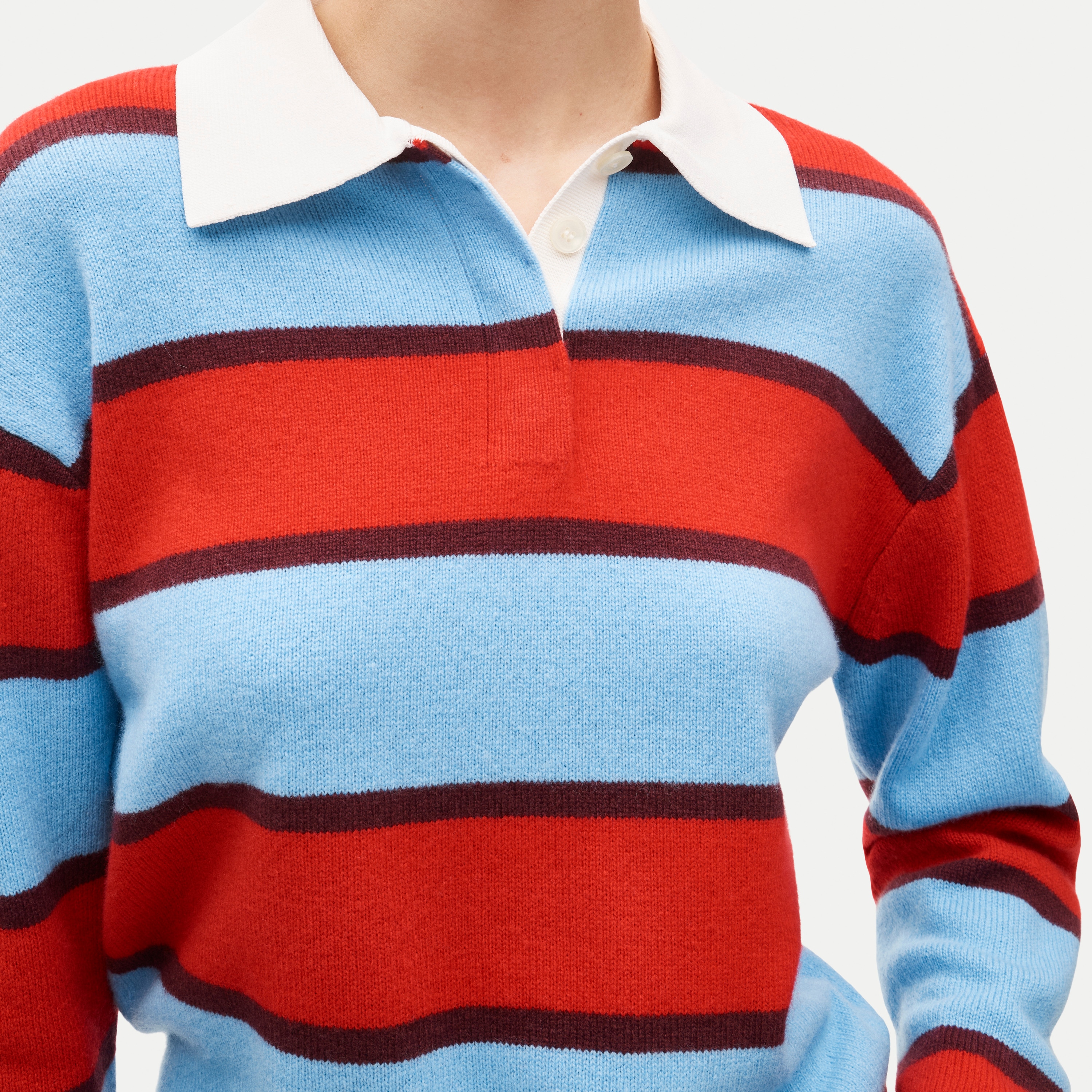 Relaxed sweater-polo in vintage wool stripe - thumbnail 6