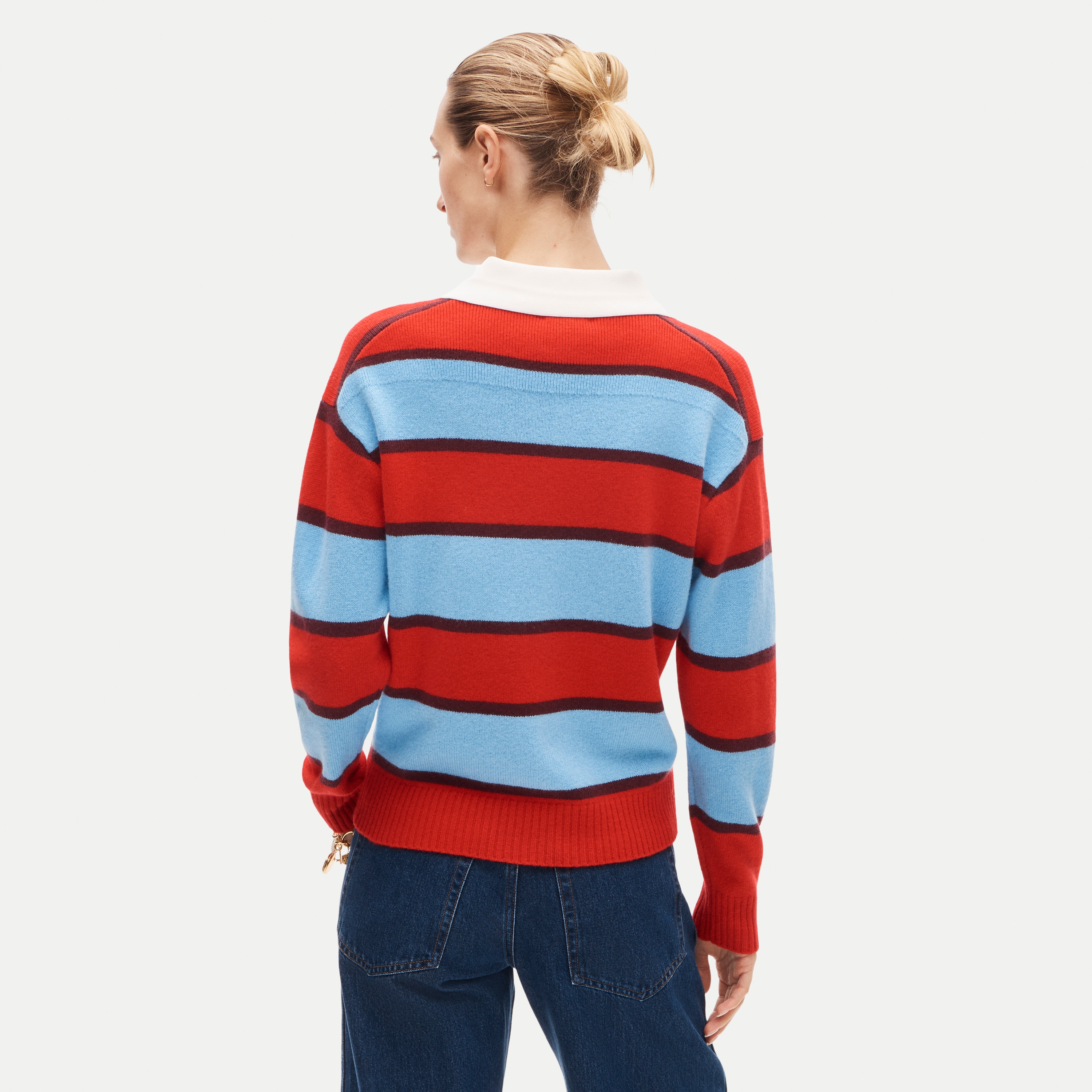 Relaxed sweater-polo in vintage wool stripe