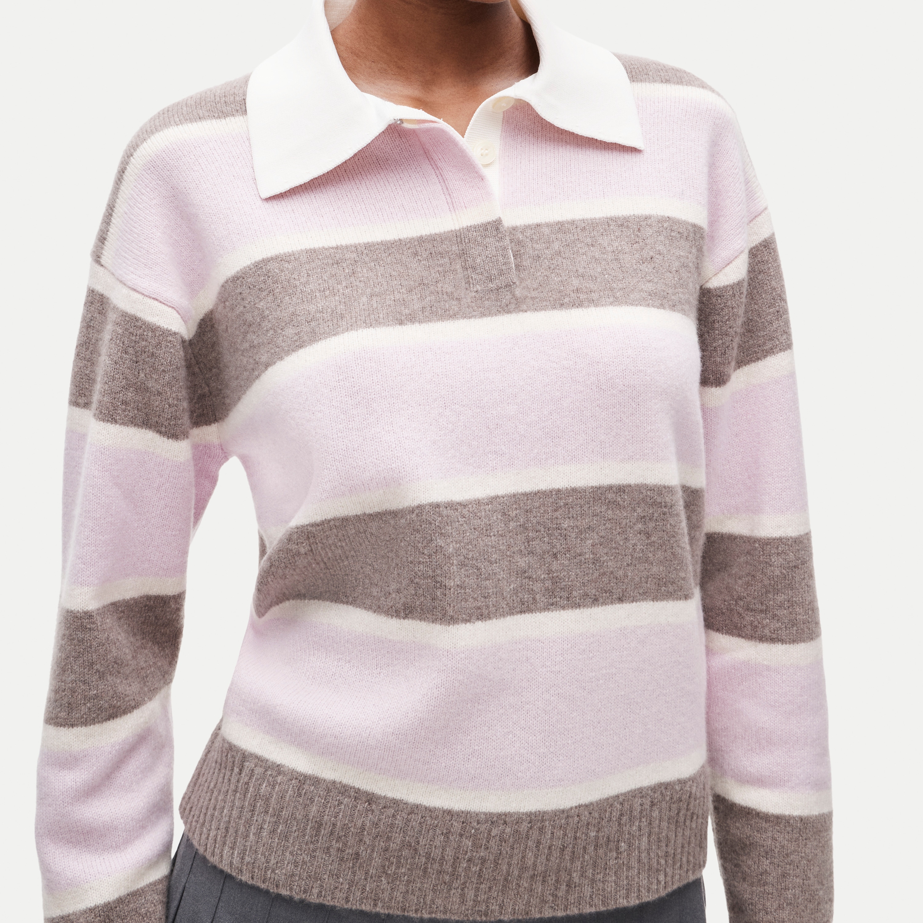 Relaxed sweater-polo in vintage wool stripe