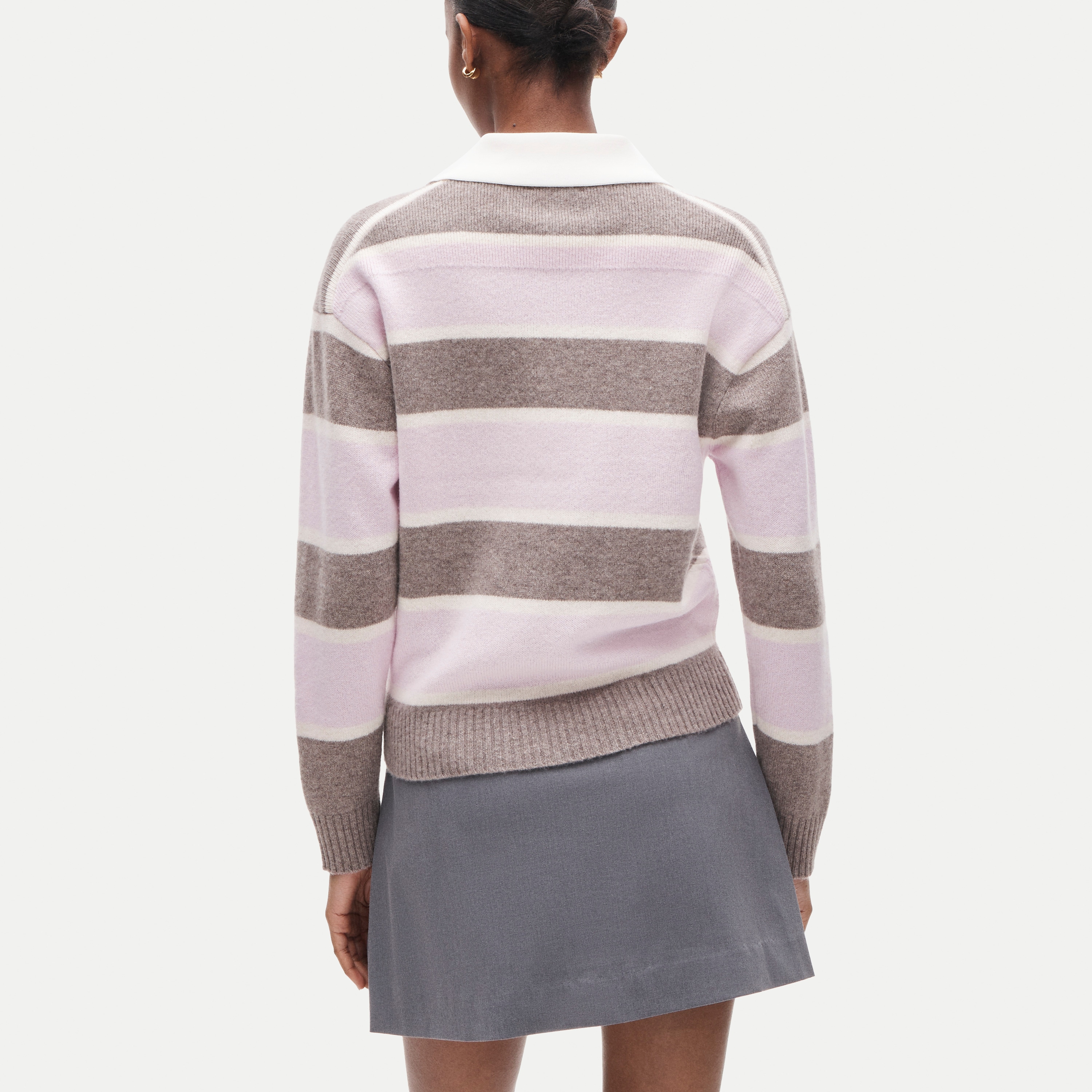 Relaxed sweater-polo in vintage wool stripe