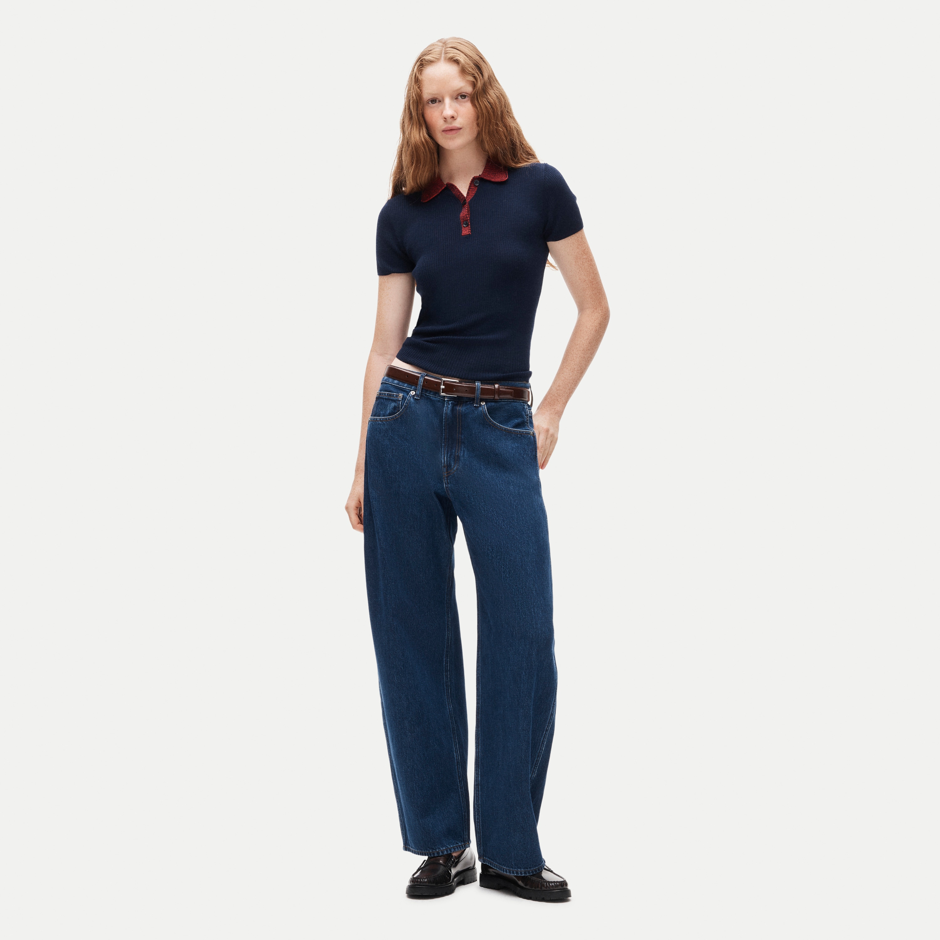 Crochet-trim Sweater-polo In Merino Wool Blend For Women | J.Crew