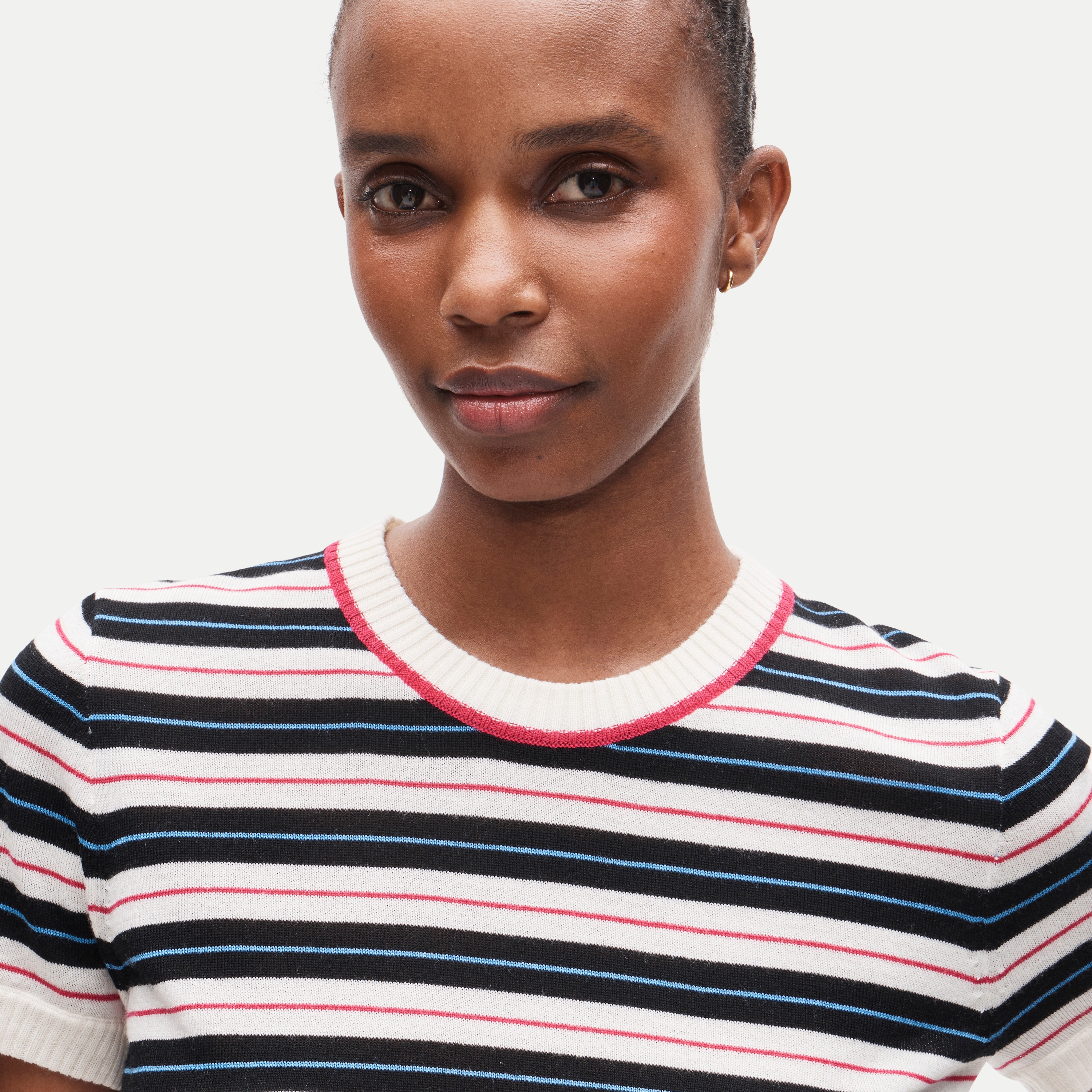 Sweater-tee in striped merino wool