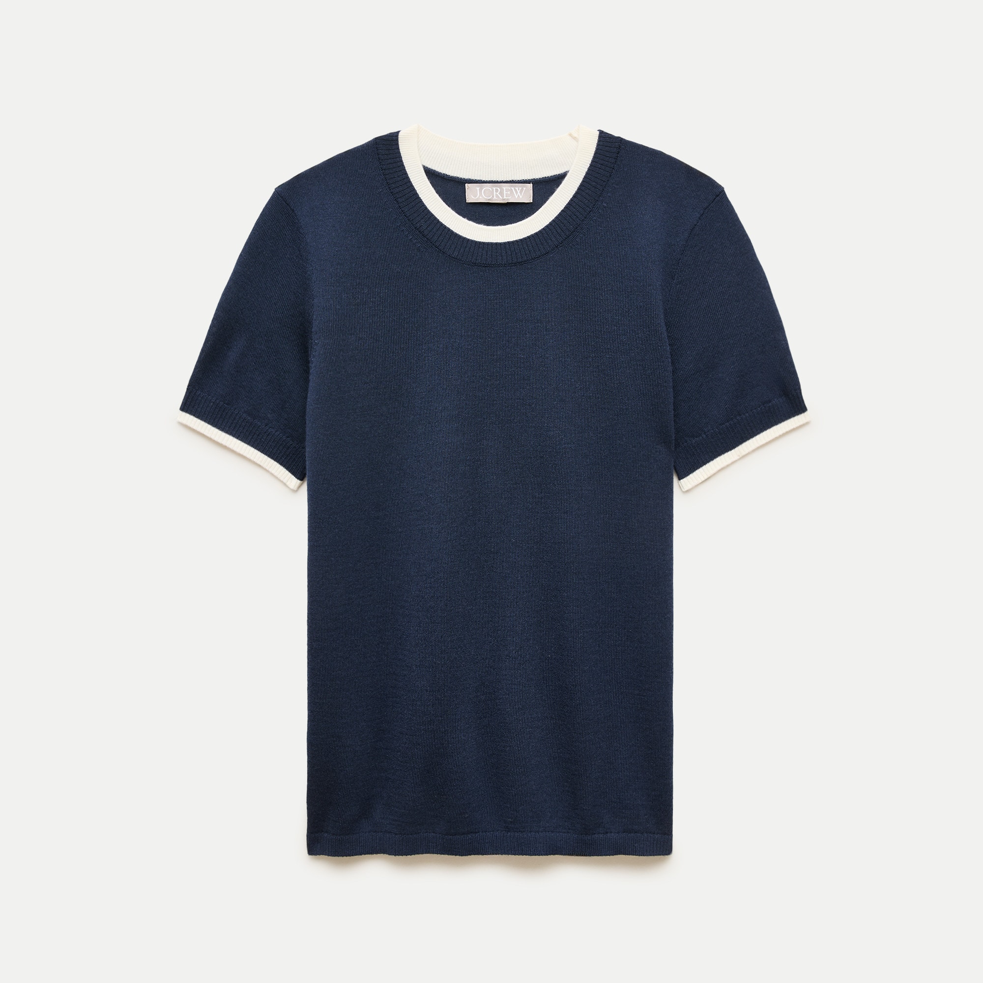 Sweater-tee in contrast-trim merino wool
