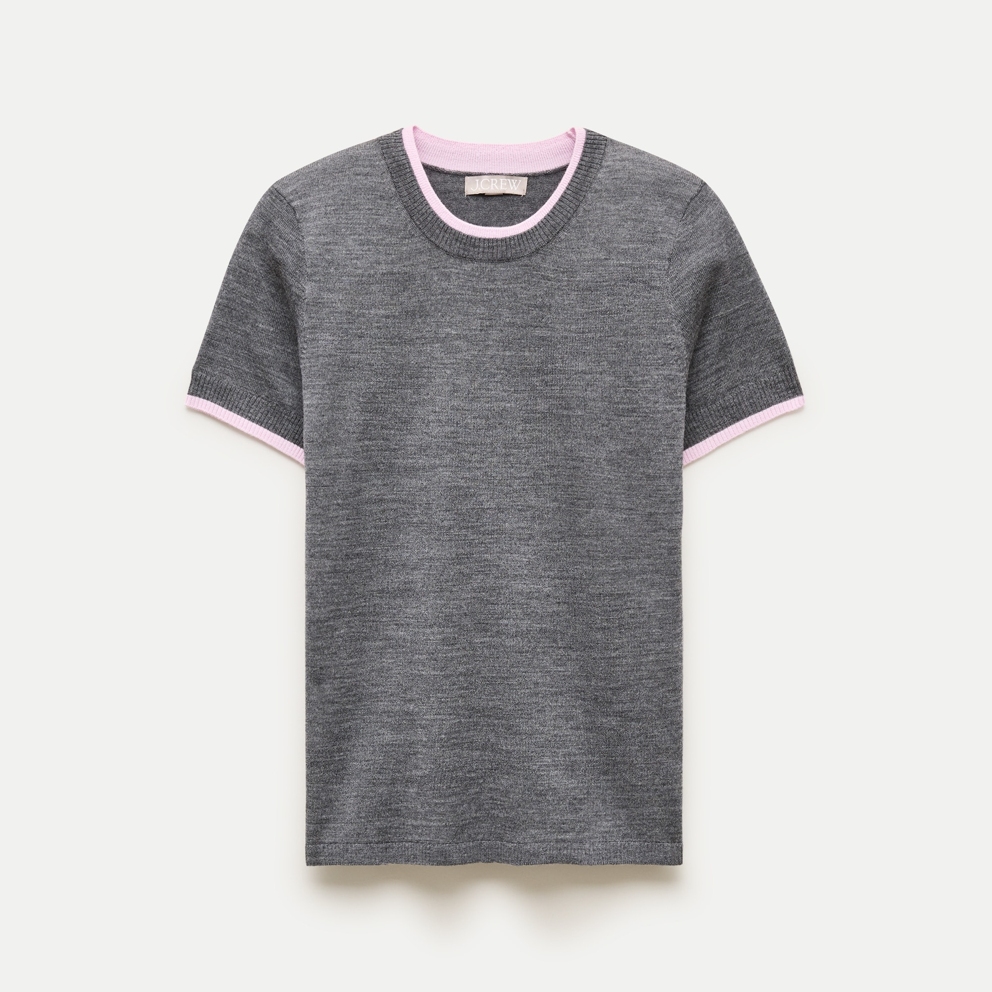 Sweater-tee in contrast-trim merino wool
